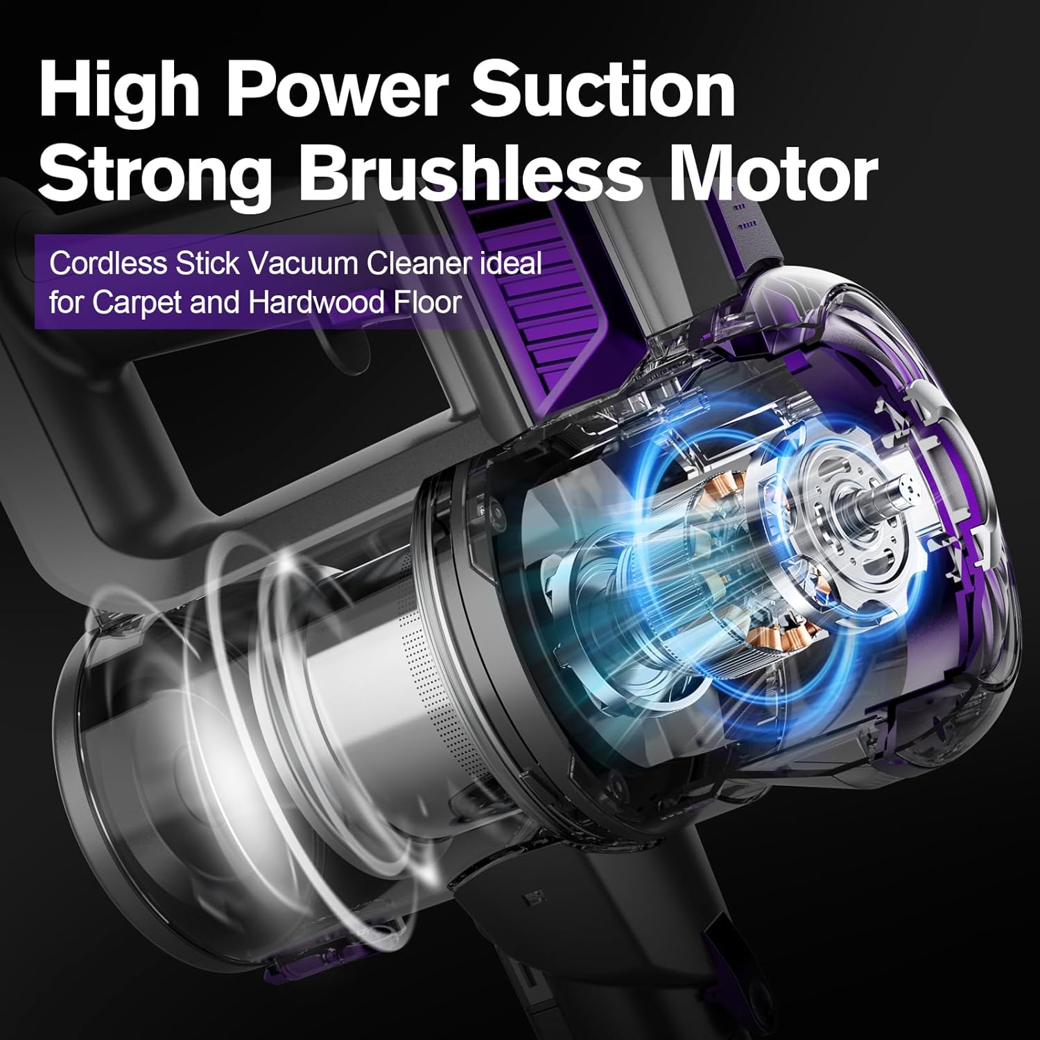 Cordless Vacuum Cleaner, Lightweight 2-in-1 Stick & Handheld Vacuum for Apartment, Pet Hair & Car Cleaning, S1