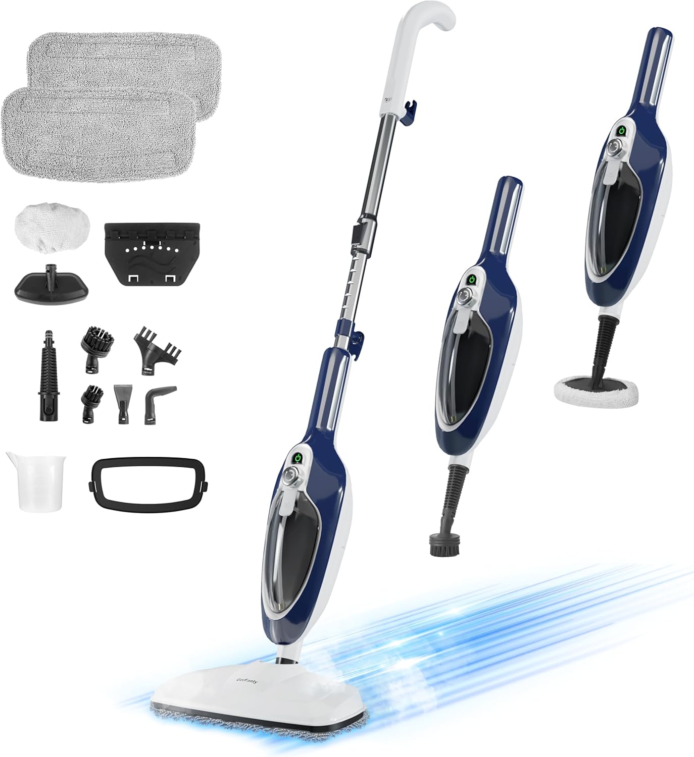 Steam Mop with Detachable Handheld Steamer All-in-one 11 Accessories, 23Ft Power Cord,3-Level Steam,Fast Heating MultiPurpose Steam Cleaner for Hard Floor, Carpets, Furniture, Windows, Clothes etc.