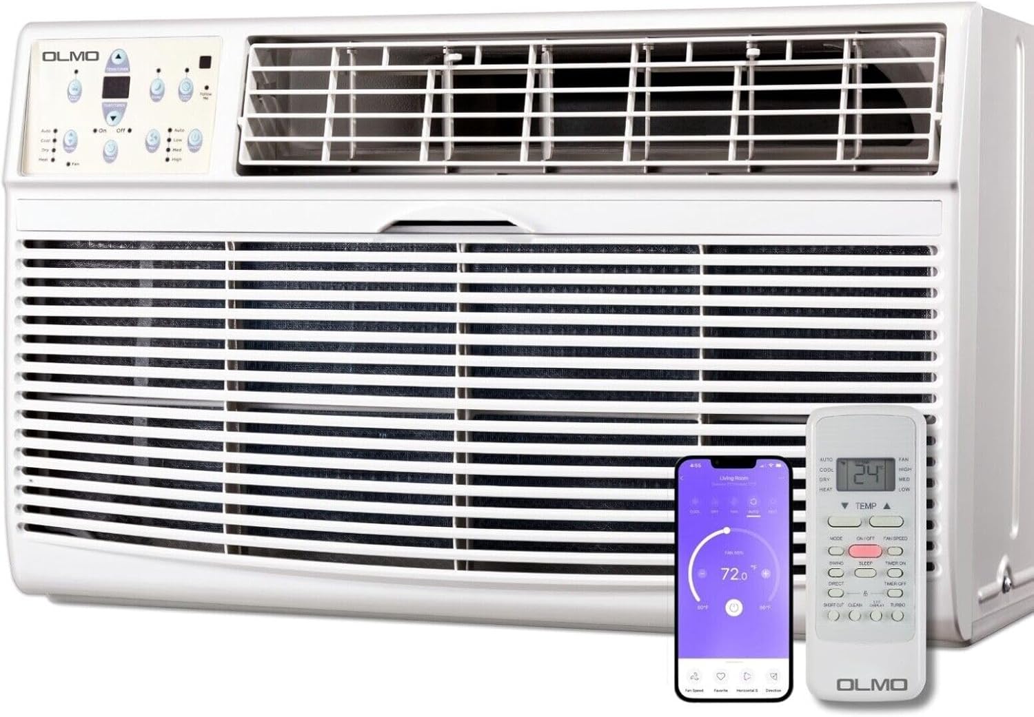 OLMO 12,000 BTU 115V Through-the-Wall Air Conditioner – Cooling Only – Includes Remote Control & Built-In Wireless Smart Kit – R-32 Refrigerant