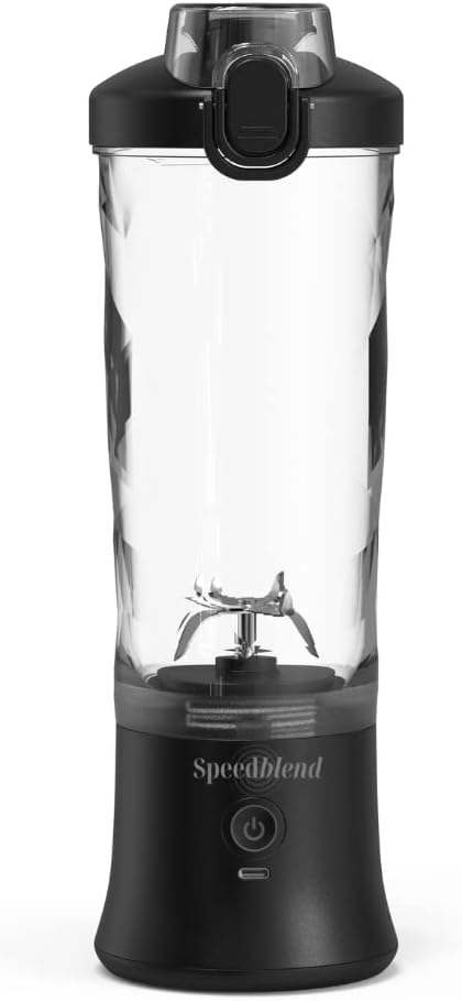 Portable Blender for Healthy Shakes and Smoothies with 6 Blades Mini Blend (New & Improved) SpeedBlend XL 20 oz (Black)
