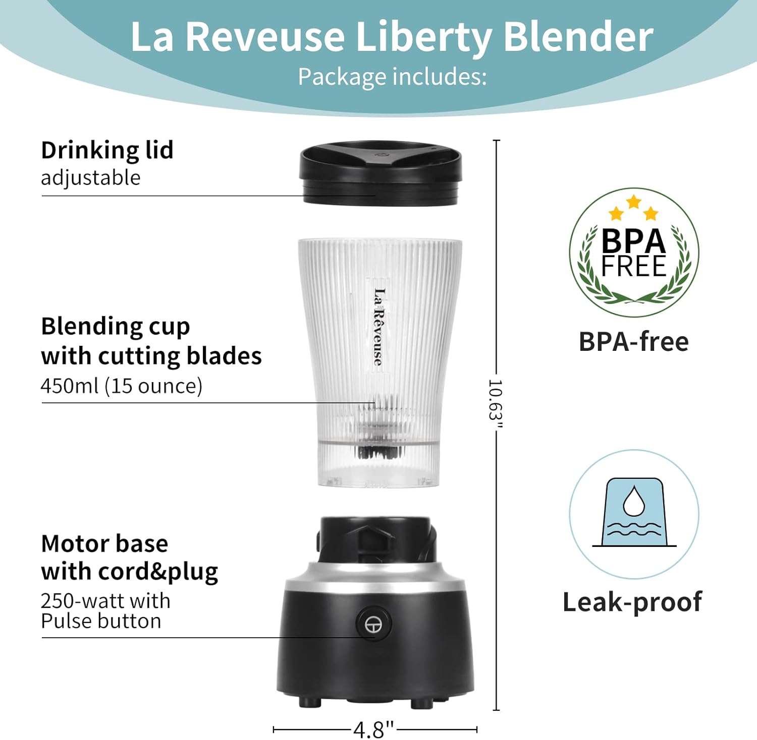 La Reveuse 250W Liberty Blender (Black) + La Reveuse 2-Cup Small Food Chopper (White)