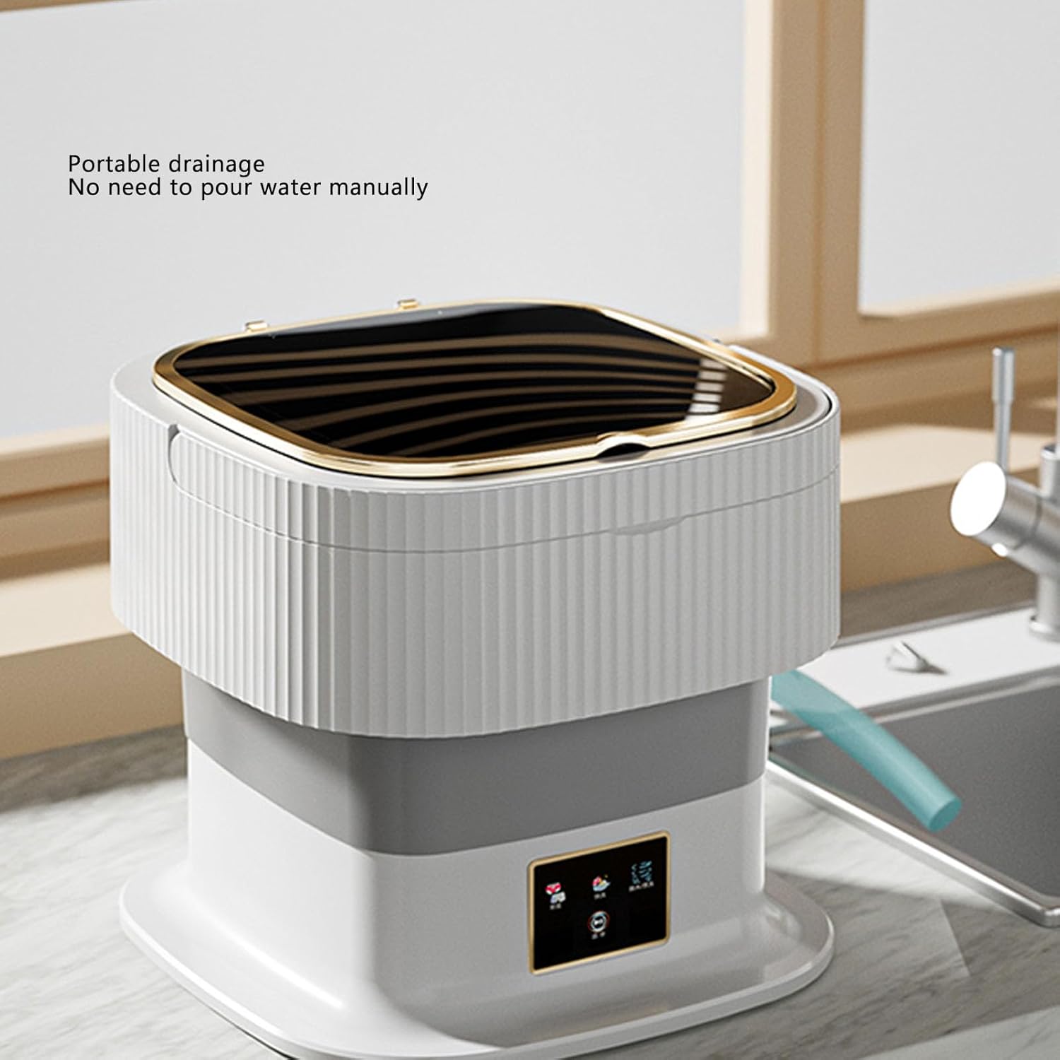 Foldable Washing Machine, 11.5L Capacity, Automatic Timer Setting, Mini Washer with Foldable Design, Imitation Hand Washing, Drainage Hose, for Dormitories and Travel (Gray)