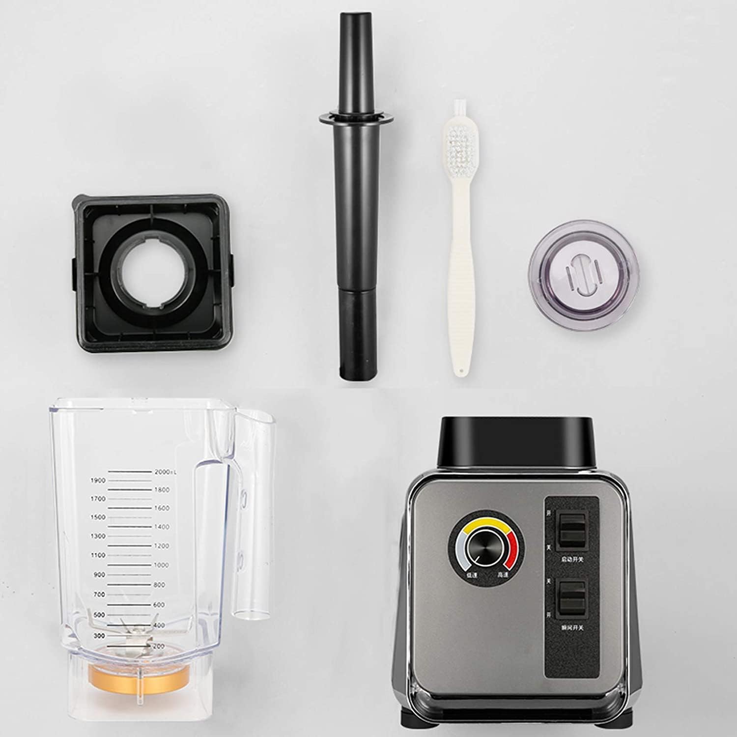 Commercial Milk Tea Shop Ice Crusher, Food Processor 1500W Multifunctional Blender, 2000ml Large Capacity PC Container, Grinder Juicer