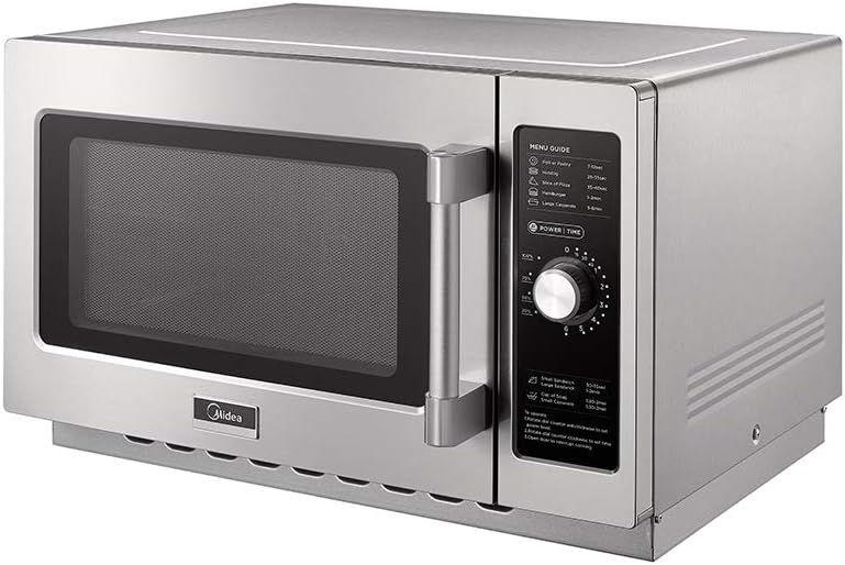 Midea Equipment 1034N0A Countertop Commercial Microwave Oven with Dial, 1000W, Stainless Steel, 1.2 CuFt