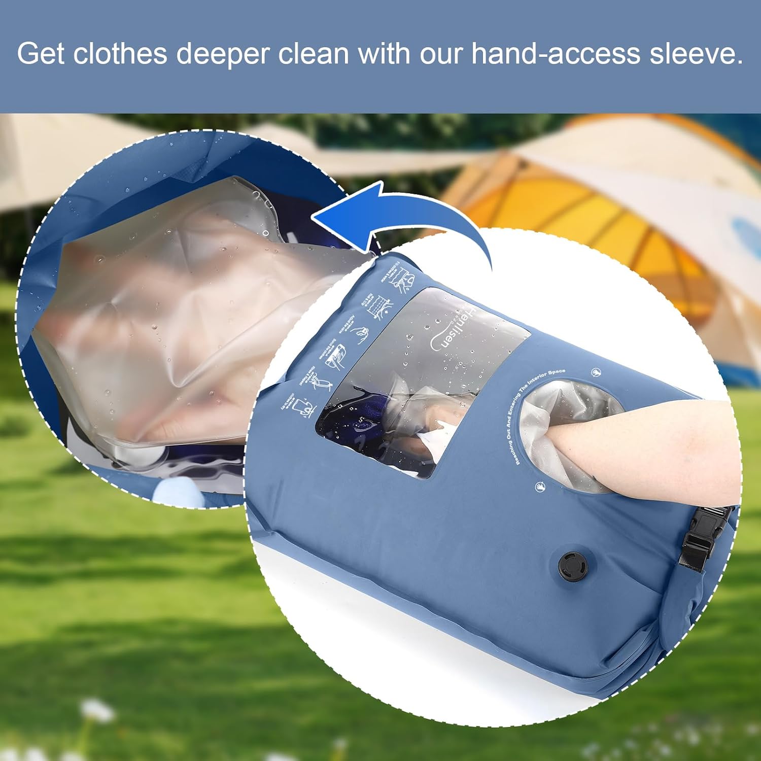 Wash Bag Portable Washing Machine for Camping Travel Laundry Washing Bag Baby Clothes Manual Washer Dry Bags Self-sufficient Hand Wash Clothes for Outdoor Traveller RV Backpacking Adventures Essential