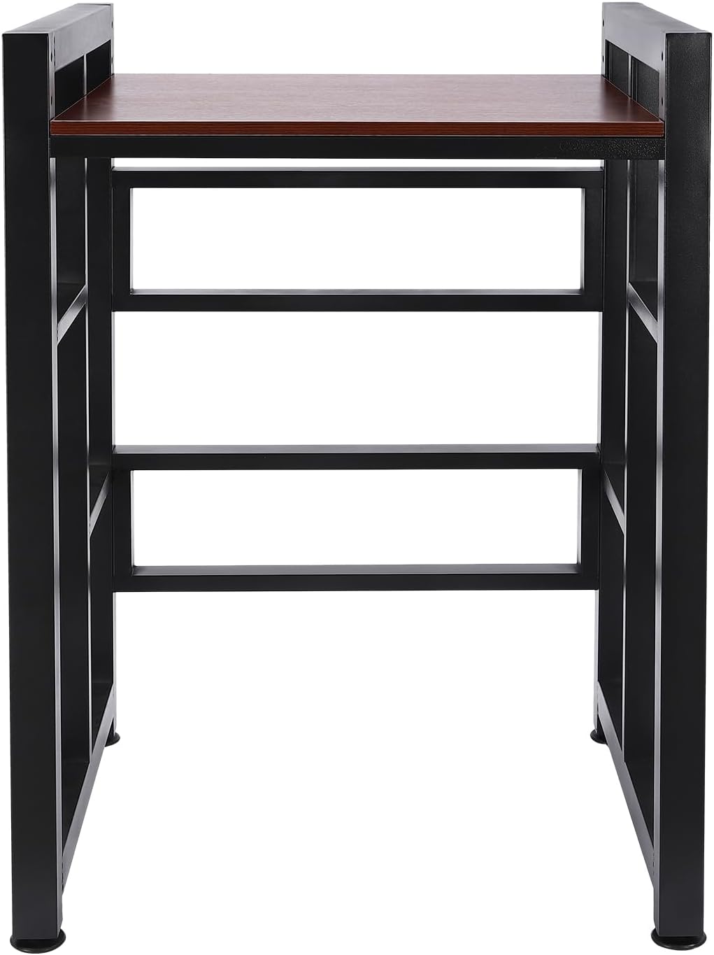 Portable Stacking Washer Dryer Stand, Laundry Room Organization and Storage with Guardrail, Floor Mount Space Saver Stackable Storage Shelf for Laundry Room Apartments (Black+Teak Color)