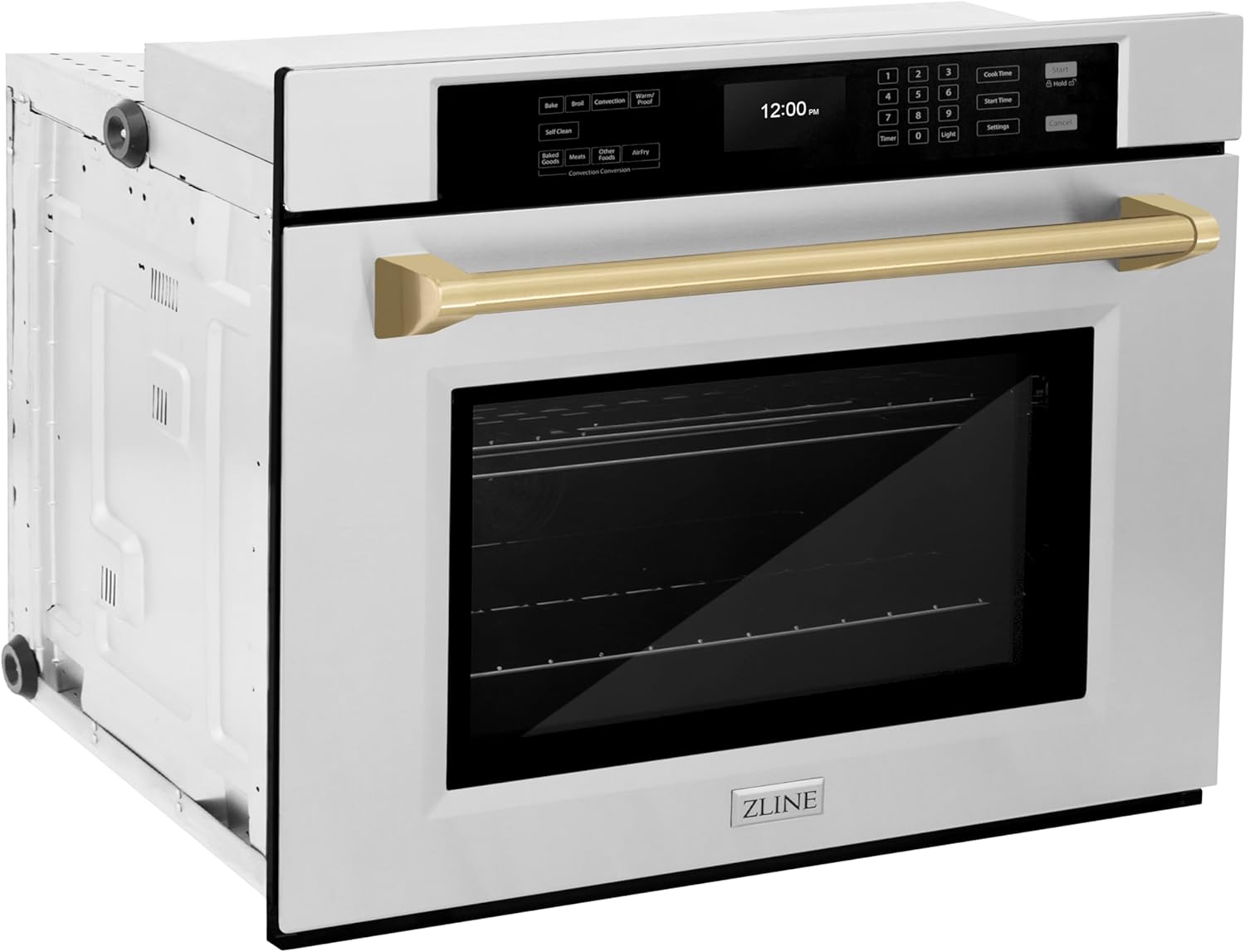 ZLINE 30 in. Autograph Edition Professional True Convection Single Wall Oven with Air Fry and Self Clean in Stainless Steel with Champagne Bronze Handle (WASZ-30-CB)