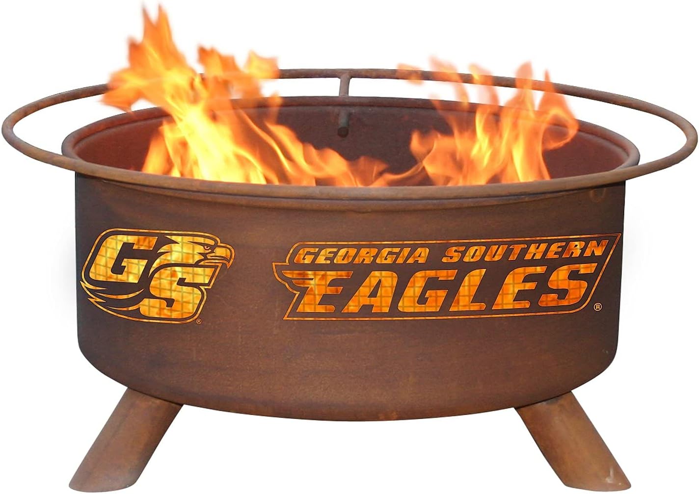 Patina Products F447 Georgia Southern Steel Outdoor Fire Pit - 24 x 24 x 11 inch - Natural Rust Patina Finish