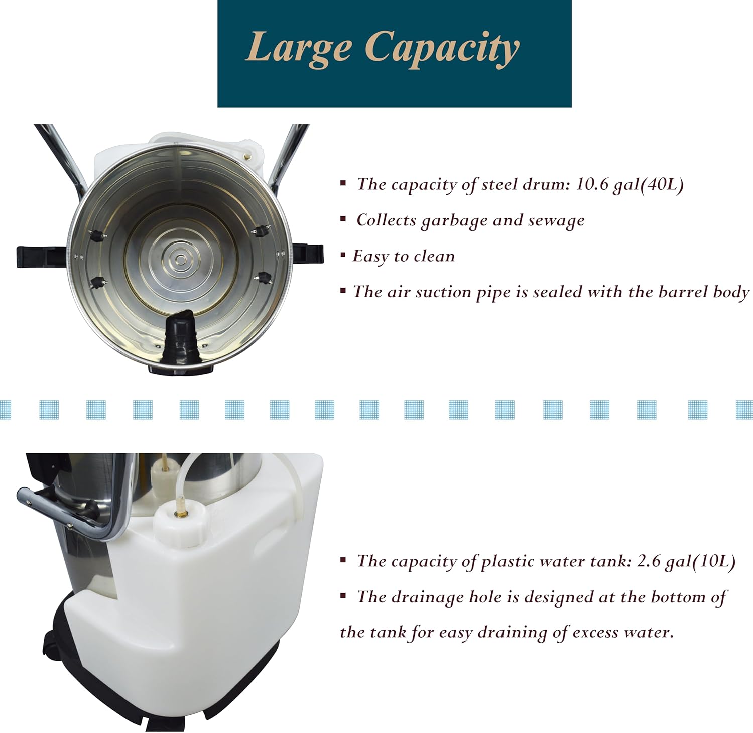 Carpet Cleaning Machine Carpet Spray Extractor Extraction Machine with 8.2ft Hose for Hotel Workplace Home 10.6gal(40L) 1000W