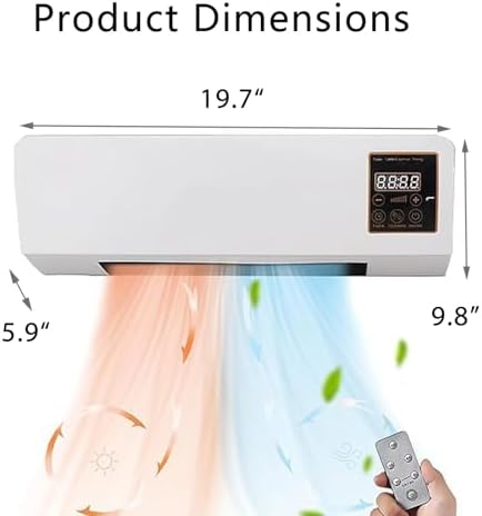 Portable Cold And Hot Air Conditioners 2 In 1 Wall Mounted Mobile Aires Electric Fan Conditioner For Bedroom Mini AC/Heating System,Timer, Ductless, With Remote for Office, Camping Tent, RV, Bedroom