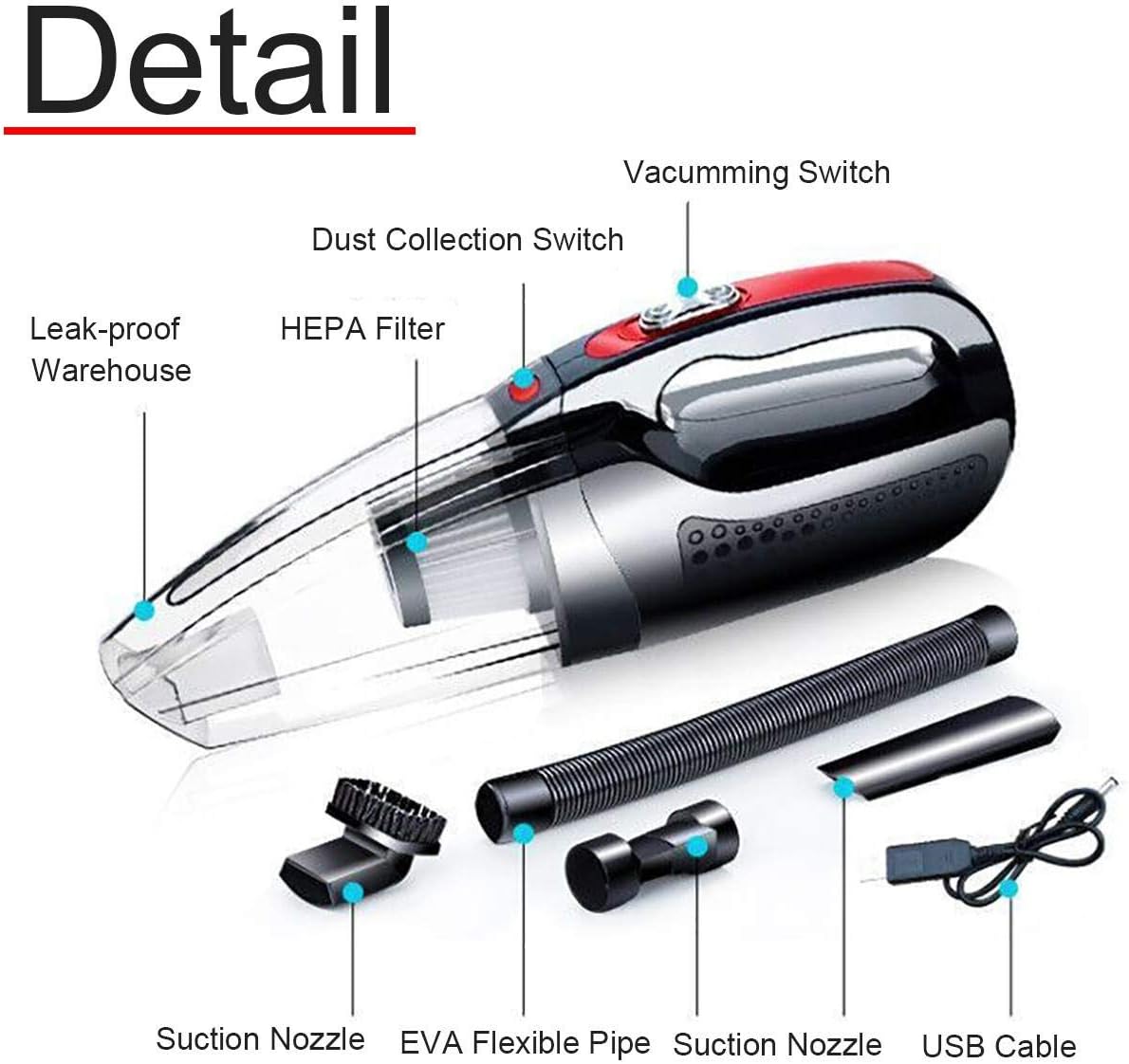 Handheld Vacuum Cordless Car Vacuum Cleaner Powerful Cyclone Suction Portable Rechargeable Powerful Vacuum for Car Home Cleaner