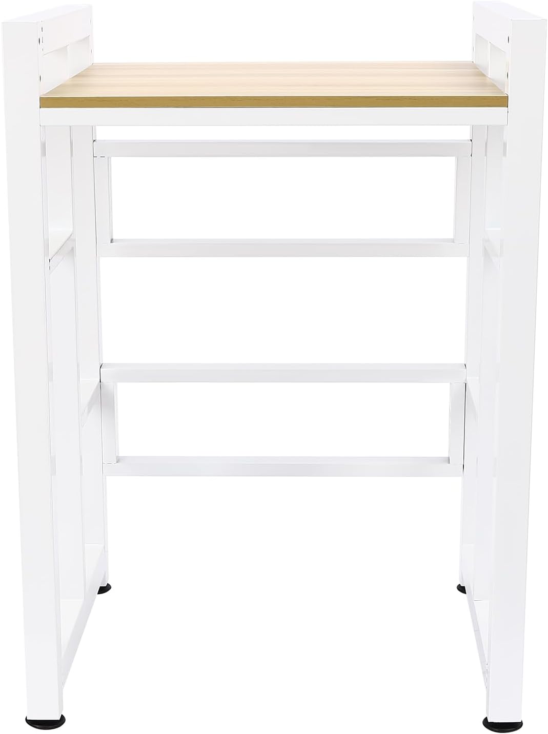 Heavy-Duty Washer Dryer Stacking Rack Stand, 419lbs Capacity Storage Shelf with Height Adjustable Shelf, for Laundry Room, Bathroom, Kitchen to Hold Dryer, Washer, Microwave (White+Light Walnut)