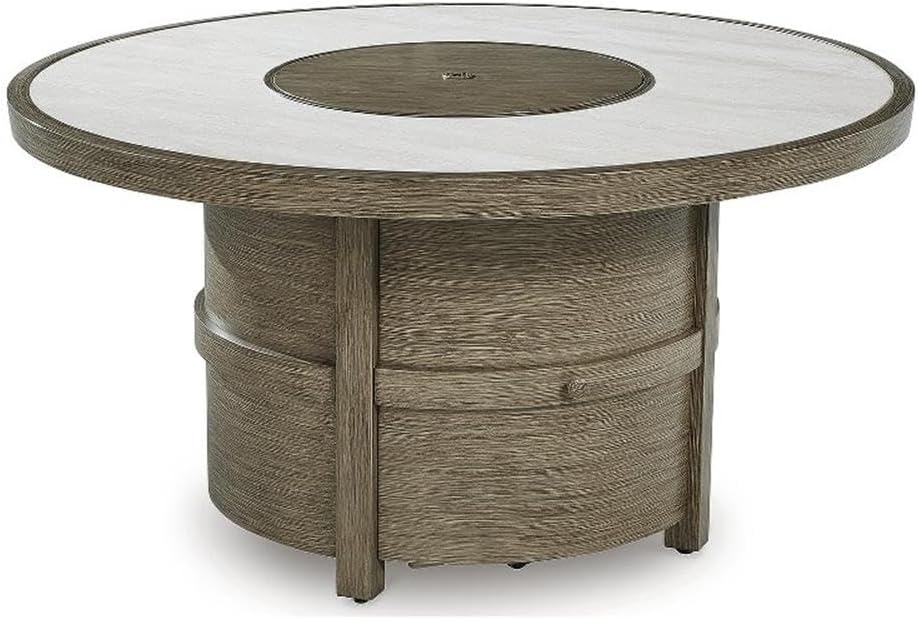 Bowery Hill Contemporary Beige Wicker/Rattan Fire Pit Table