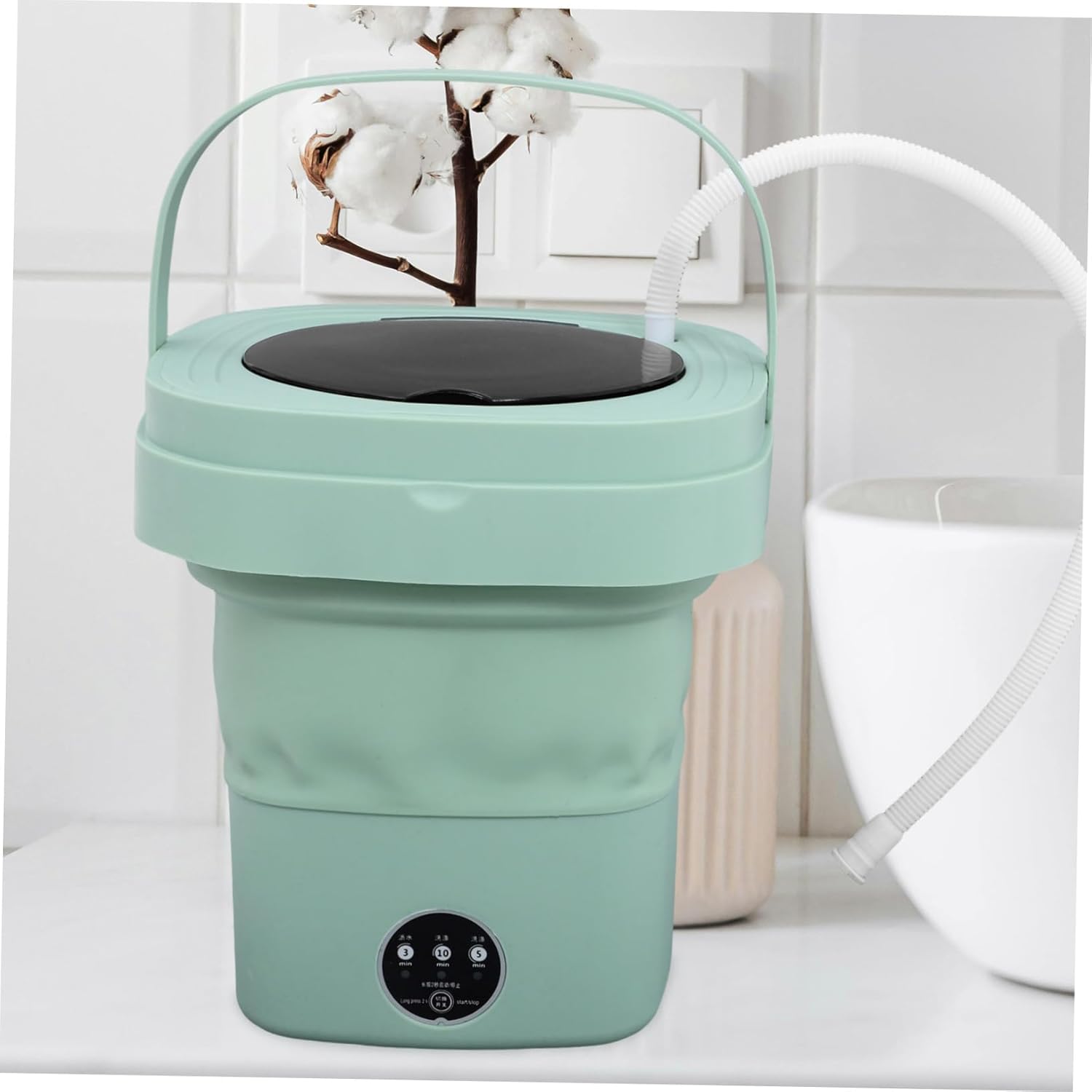 Compact Mini Washing Machine Portable Touchscreen Operated Bucket Washer Easy Storage Multi-function Modes Mini Washer for Home Dorm