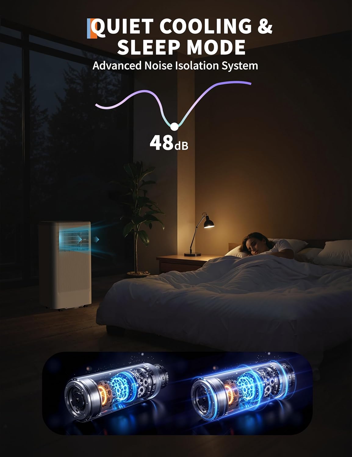 10,000 BTUs Portable Air Conditioners with Heater, 3 in-1 Cooling AC Portable Air Conditioner for Room with Sleep Mode, Ventless Floor Air Conditioner, 3 Speeds Fan & Dehumidifier