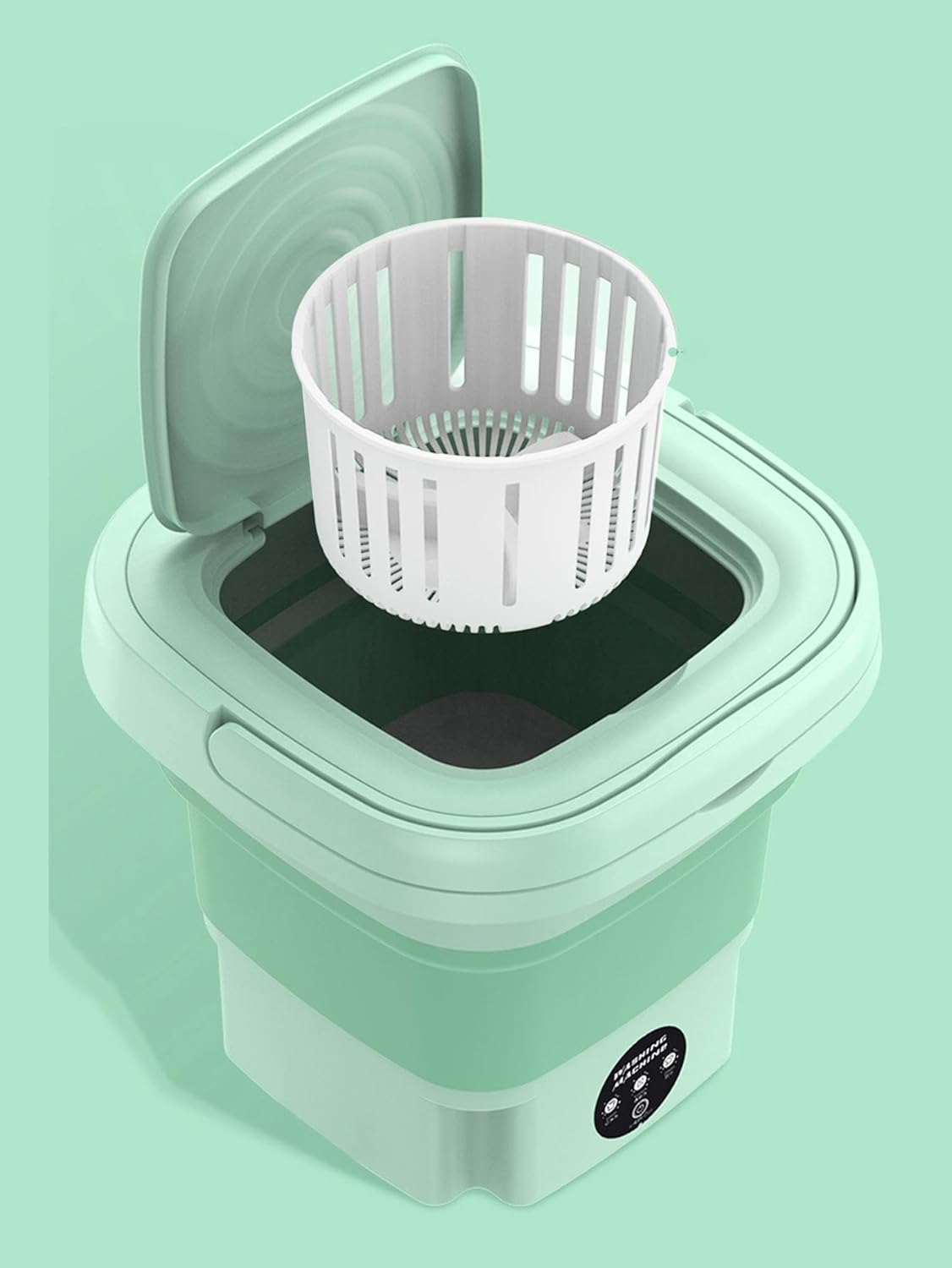 Foldable Washing Machine, 8L High Capacity Mini Washer, with 3 Modes Deep Cleaning,Half Automatic Small Washer for Baby Clothes Underwear or Small Items,RV Travel laundry(Green)