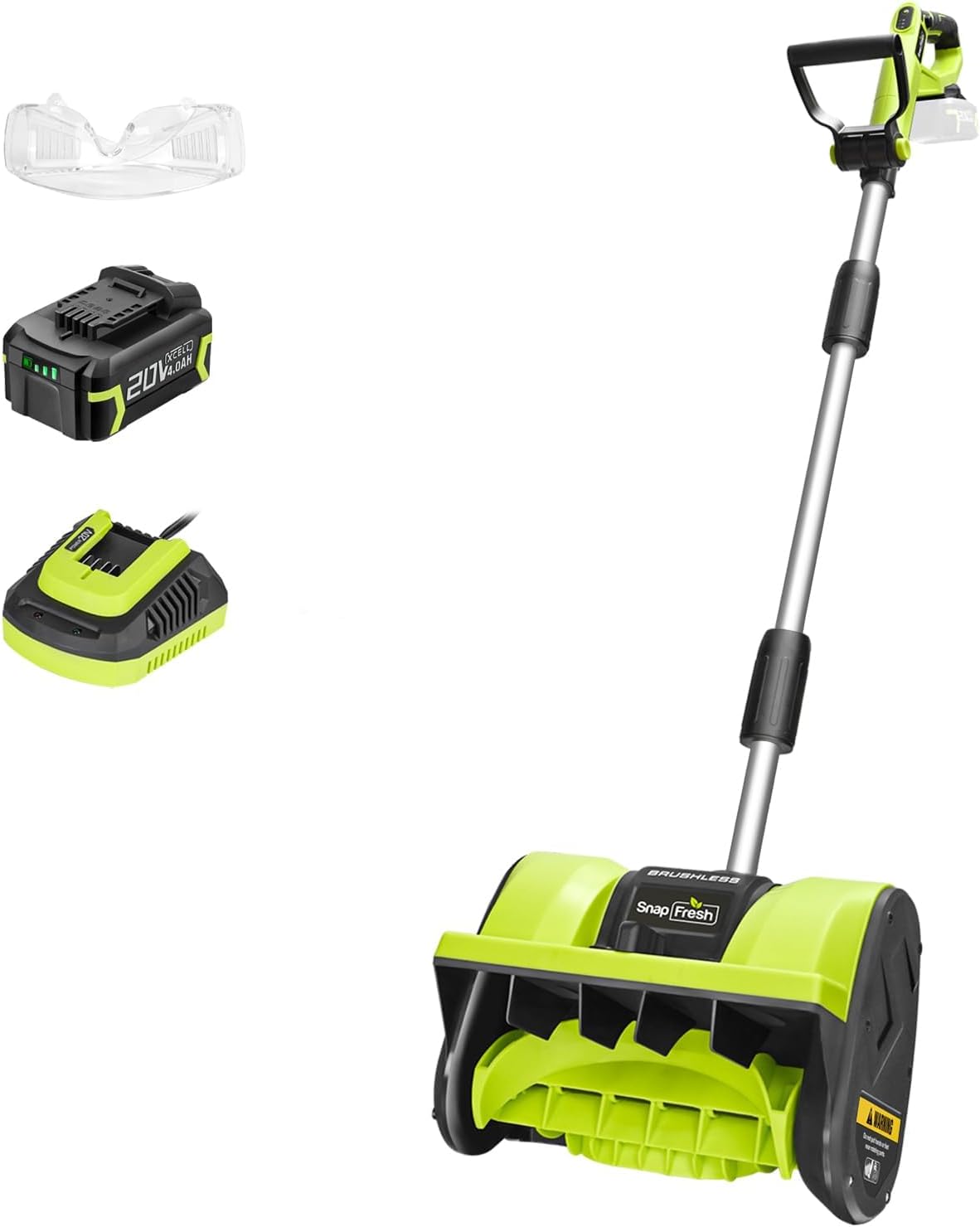 SnapFresh 20V Brushless Snow Shovel, 5-Car Driveway Cordless Snow Thrower Kit, 3-Speed, 300lbs/Min, 12