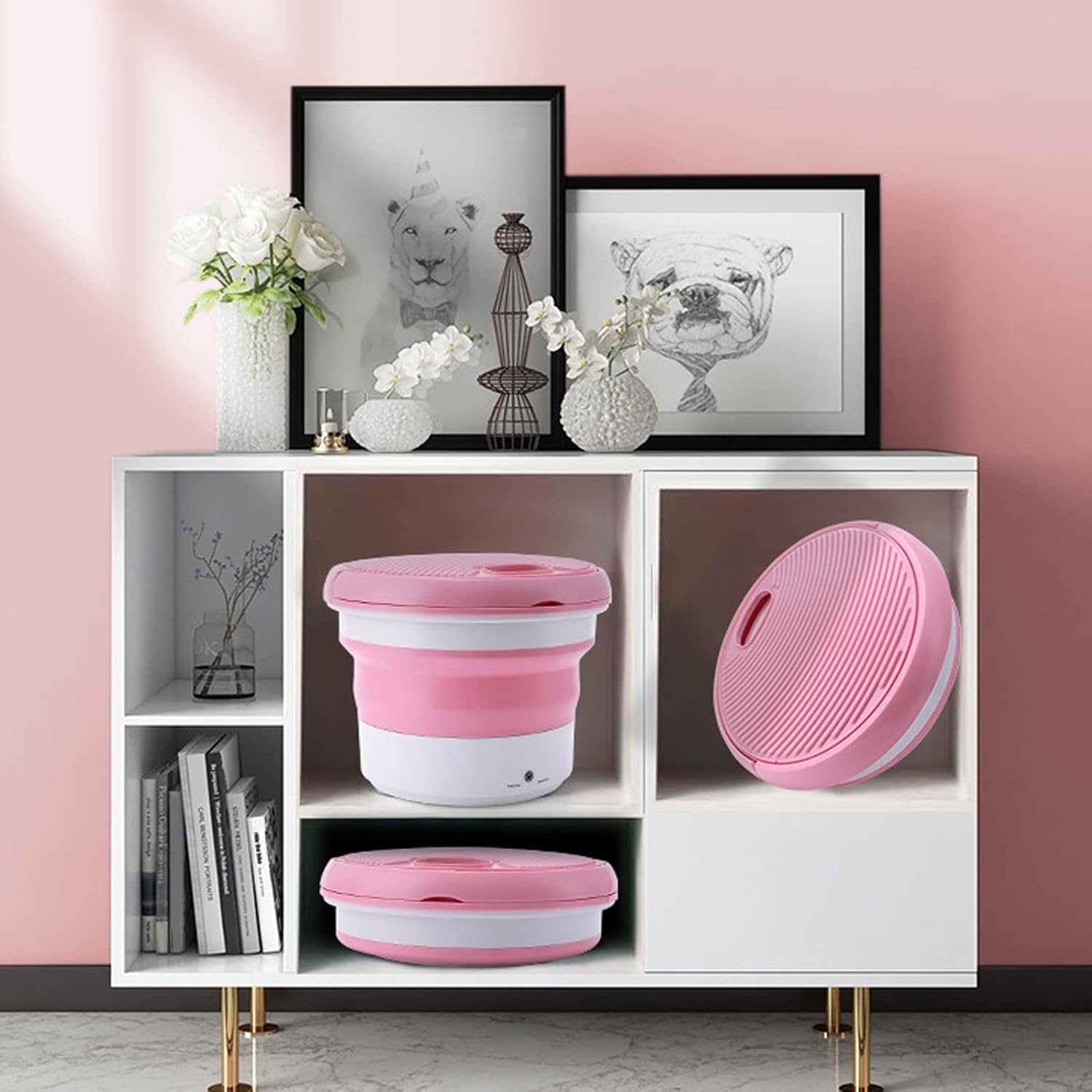 Portable Washing Machine, Ozone Cleaning Underwear Washer Mini Folding Washing Machine Foldable Bucket Washer Compact Laundry Machine for Baby Clothes, Small Items, Camping, Travel(#1)