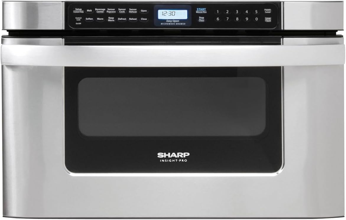SHARP KB6524PSY Microwave Drawer Oven, 24-inch, 1.2 Cubic Feet, 950 Watt, Angled Touch Control Panel, Stainless Steel