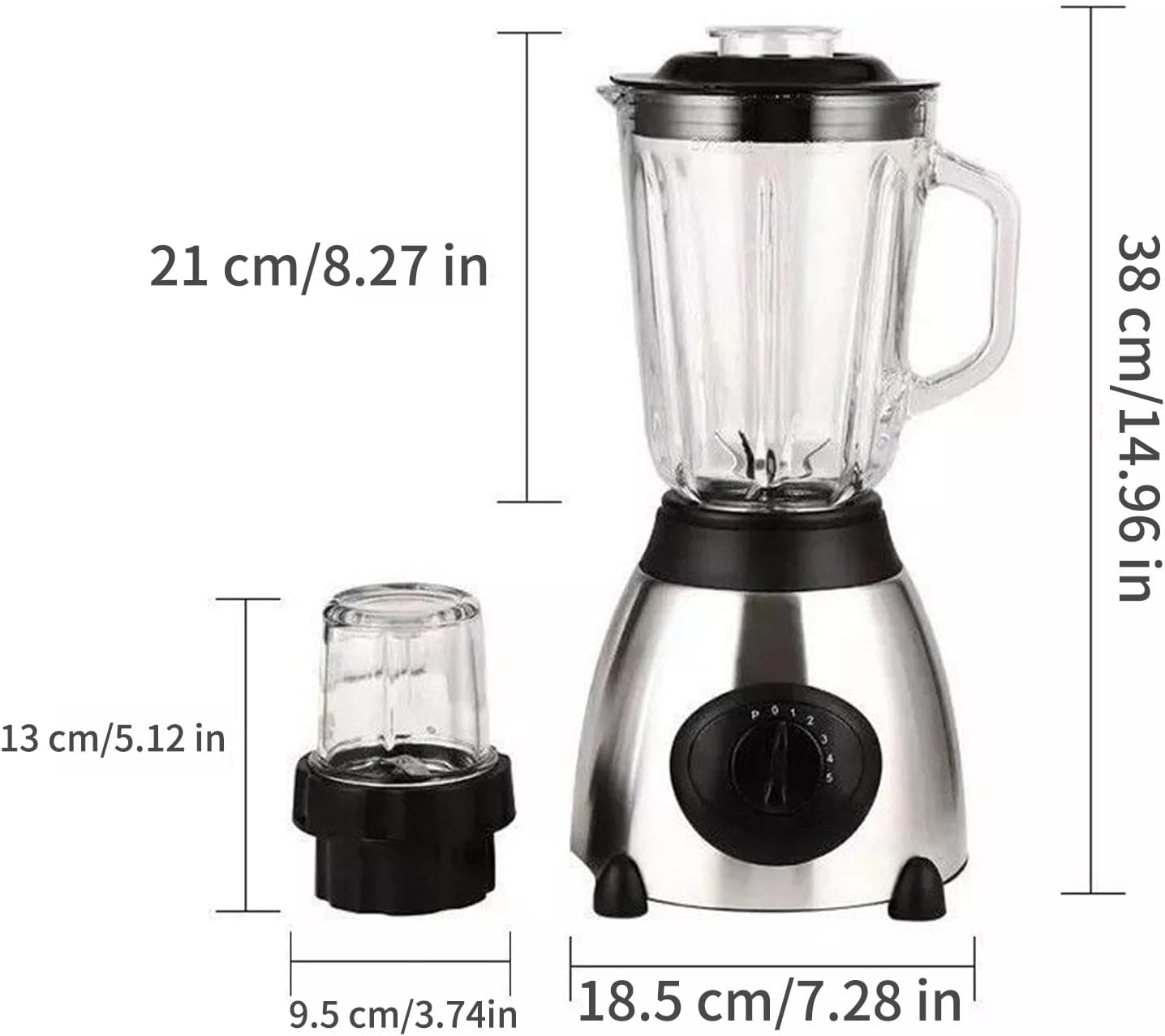 Tabletop Blender – Juicer and Grinder with Detachable 1.5L Glass Cup, 5 Speed | Maker Food Grinding Meat Processing Additive Spoon Lid Practical Use for Kitchen