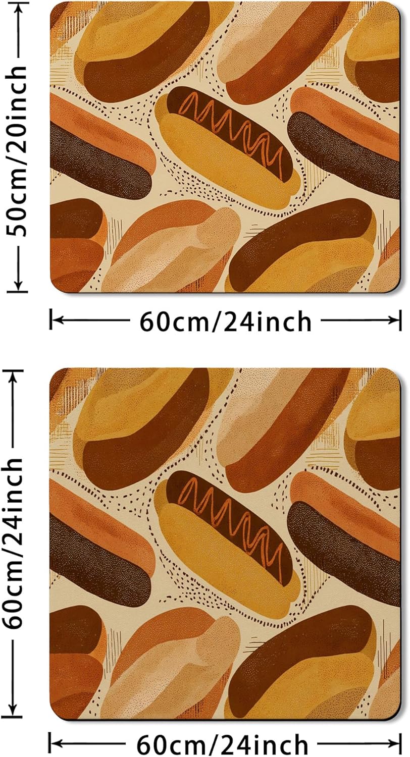 Retro Hot Dog Washer Dryer Top Protector Mat, Vintage Bakery Style Anti-slip Waterproof Washing Machine Dust Covers for Laundry Room 20x24 Inch