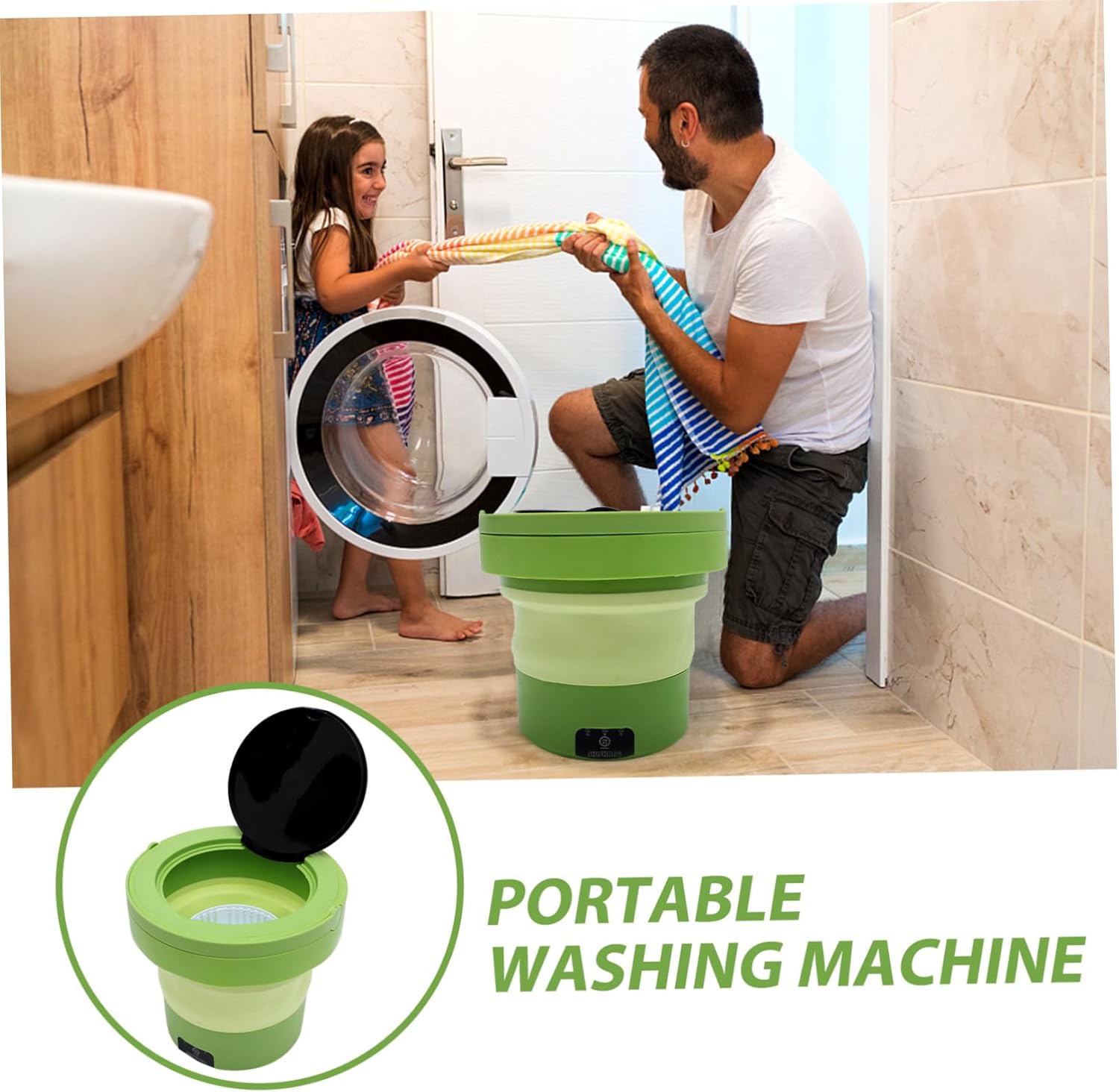 Portable Foldable Washing Machine Capacity for Dorm Apartment Travel Space Saving Mini Washer with Strong Power for Shirts Dresses and Delicates and Compact US Plug