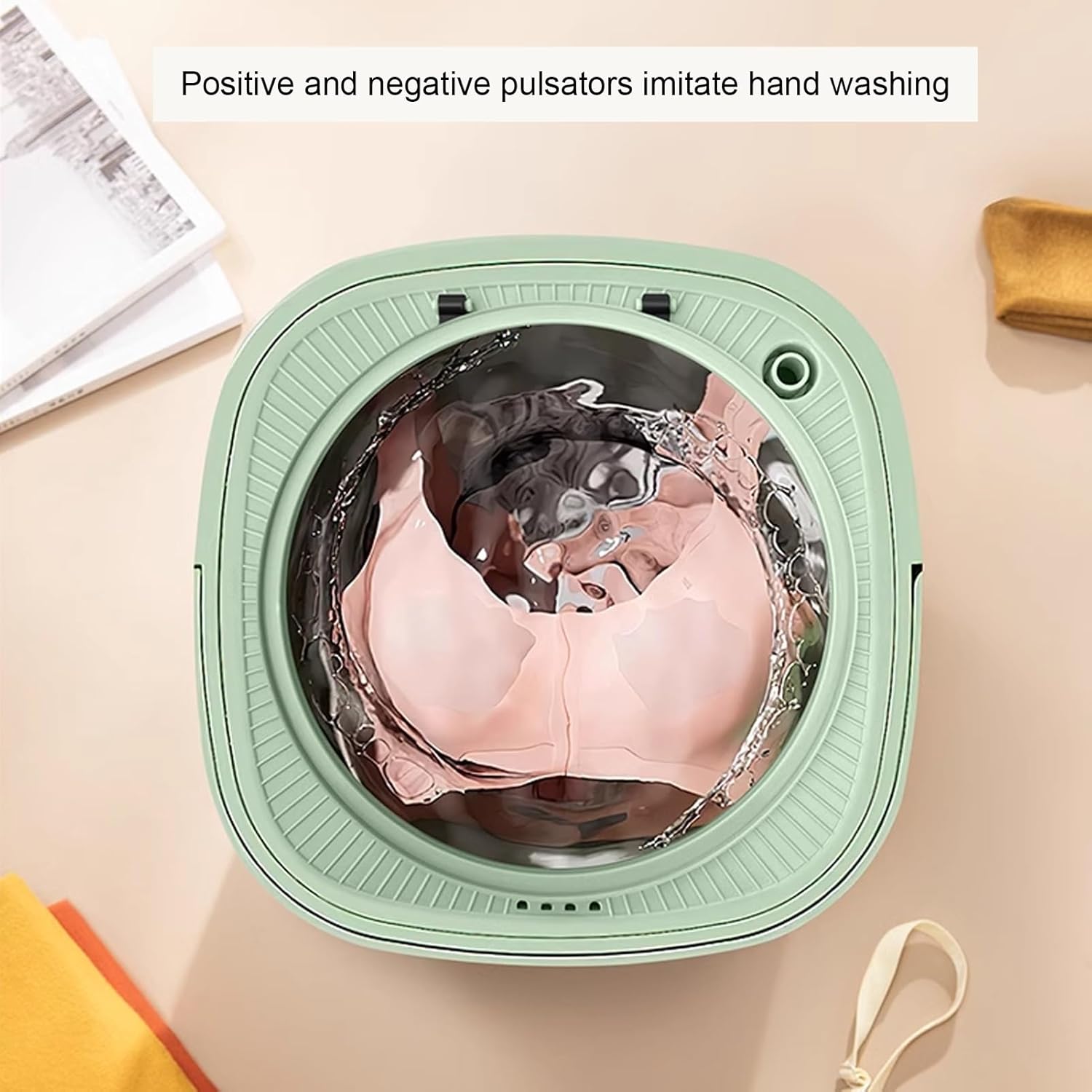 Portable Washing Machine, 17L Mini Washing Machine Foldable With Drain Basket And Blue Light With 3 Cleaning Modes, Small Collapsible Laundry Machine, for Baby Clothes, Underwear, Travel & Camping(Pin