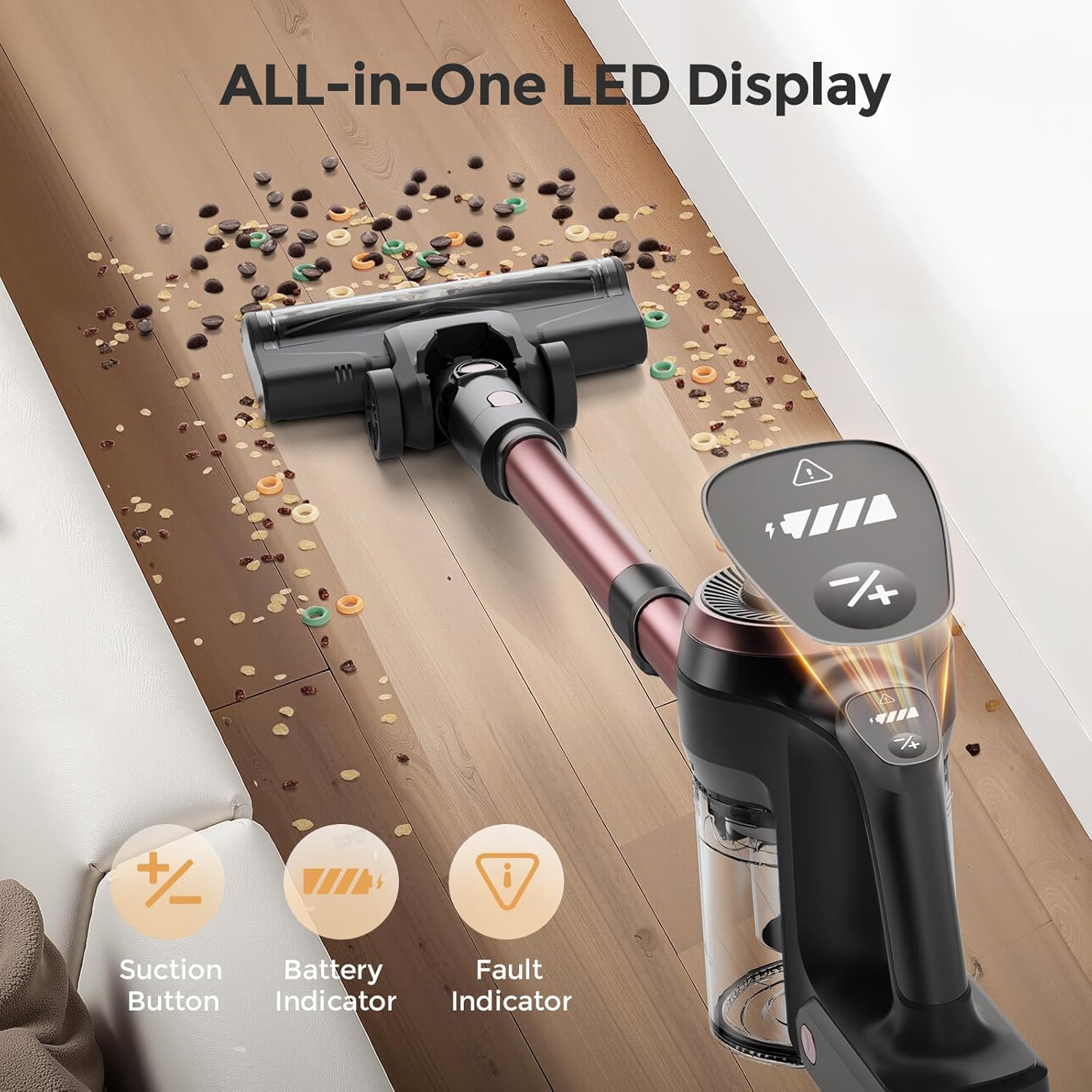 Vazone S22 Cordless Vacuum Cleaners for Home, 6 in 1 Lightweight Stick Vacuum with 45KPa Powerful Suction, Self-Standing Vacuum Cleaners Rechargeable Cordless Vacuum for Pet Hair