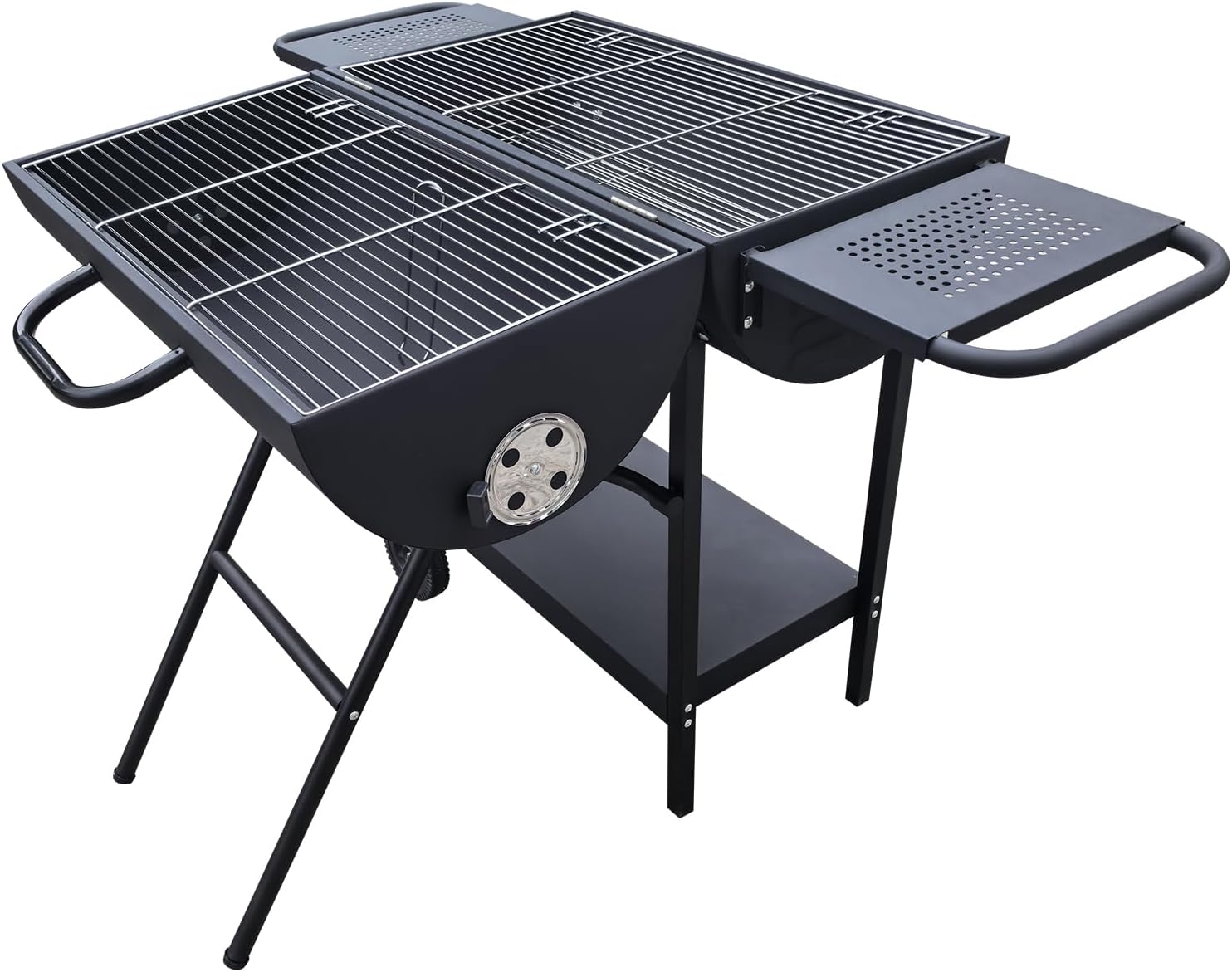 Charcoal Grill - Doulbe Charcoal Barrel Grill with side shelf, Large Portable BBQ Grill suitable for outdoor camping,backyards, and patios (Extra Large)