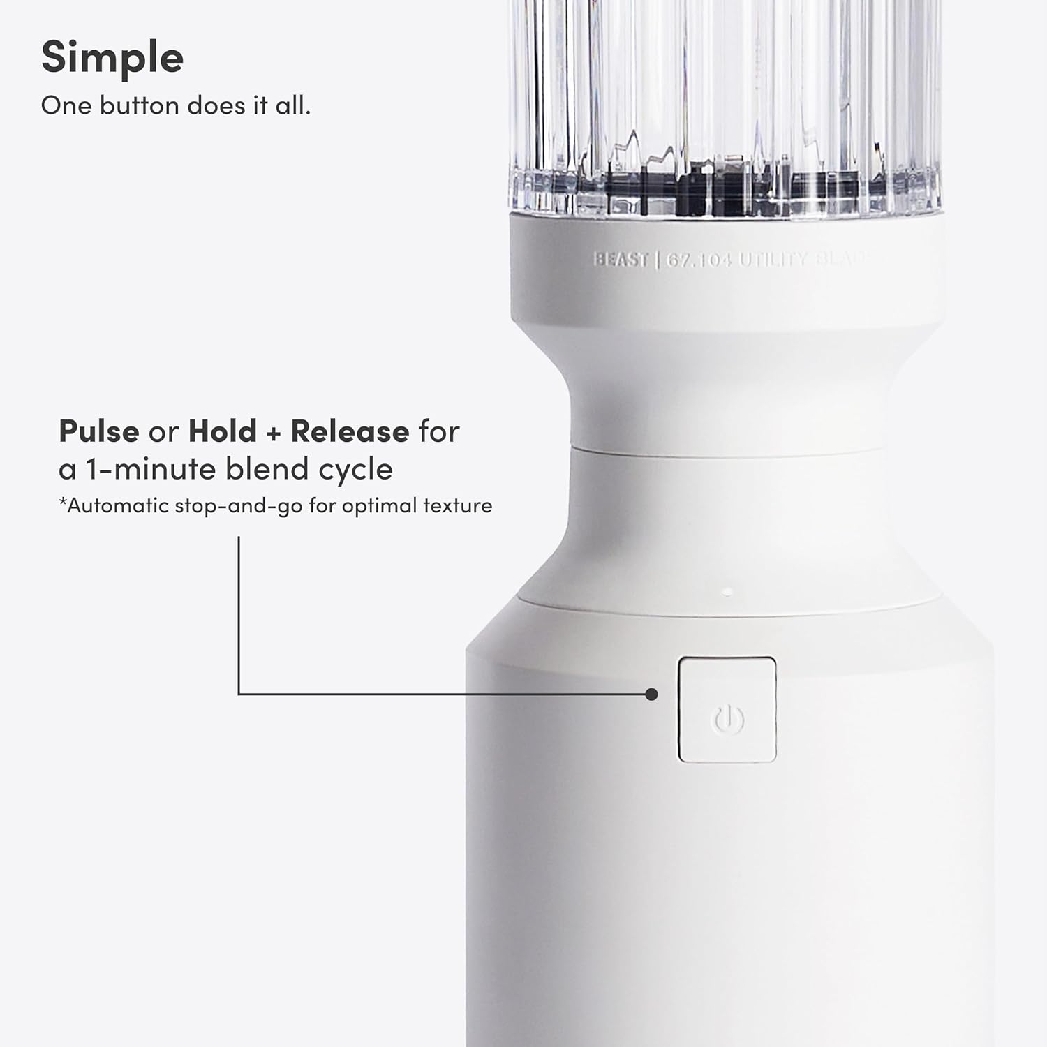 The Beast Mini Blender Plus | Mini Countertop Kitchen Blender | Blend Smoothies and Shakes, Dressings, Sauces, Dips | Extra Vessels, Straw Cap and Straws Included | 600W (Cloud White)