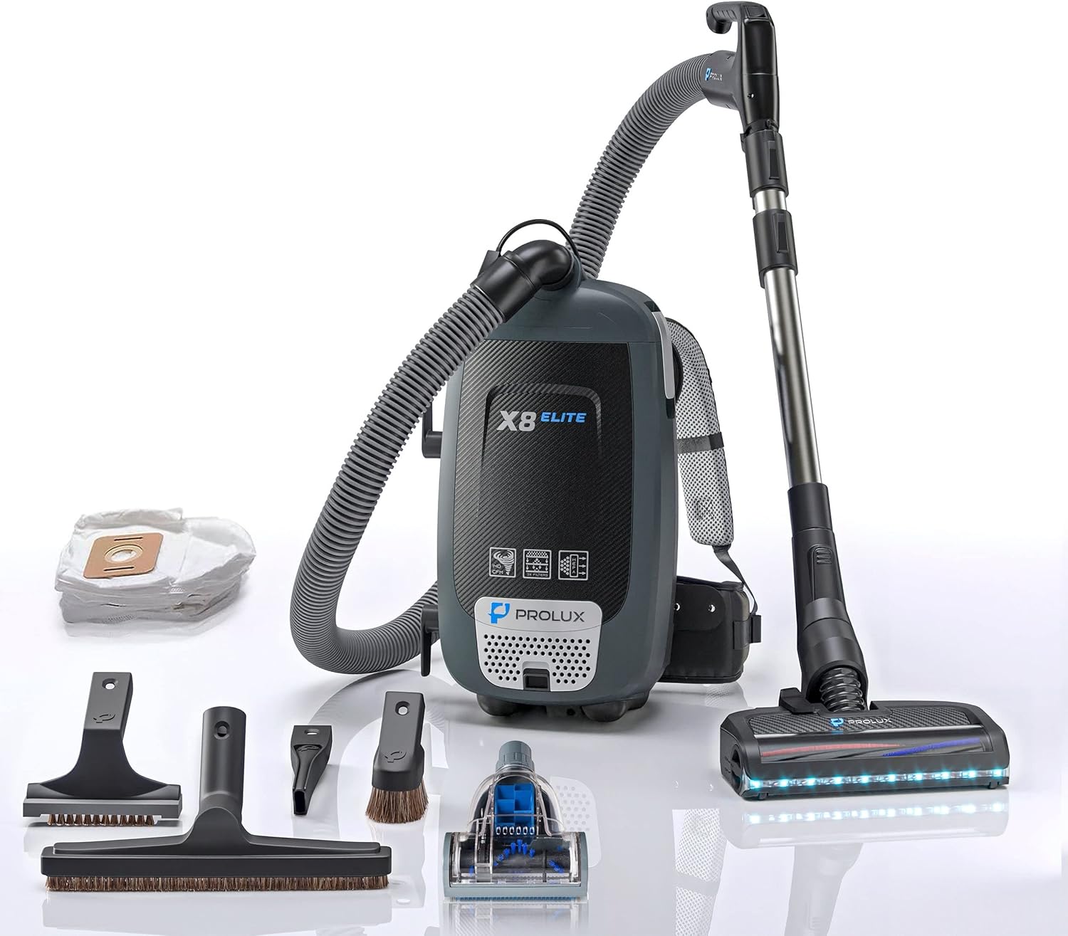 Backpack Vacuum Canister W/Electric Powerhead Kit Black Abs Filter Lightweight