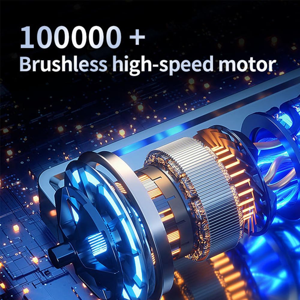 Pet Hair Absorber 4-in-1 Car Mini Vacuum Cleaner, 16000Pa Suction Power, Brushless Motor, Type-C Charging, Air Inflation, Vacuum Pumping, for Dogs Cats Home Car Corner Cleaning (Grey (LED Screen))