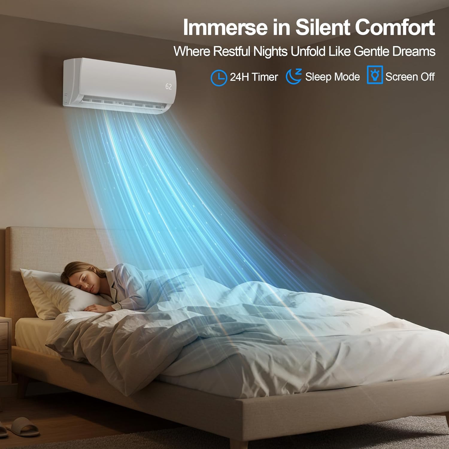 9000 BTU Mini Split AC/Heating System,19 SEER2 110/120V Energy Efficient Ductless Inverter System,Cools Up to 450 Sq.Ft with Pre-Charged Condenser,Heat Pump & Installation Kits