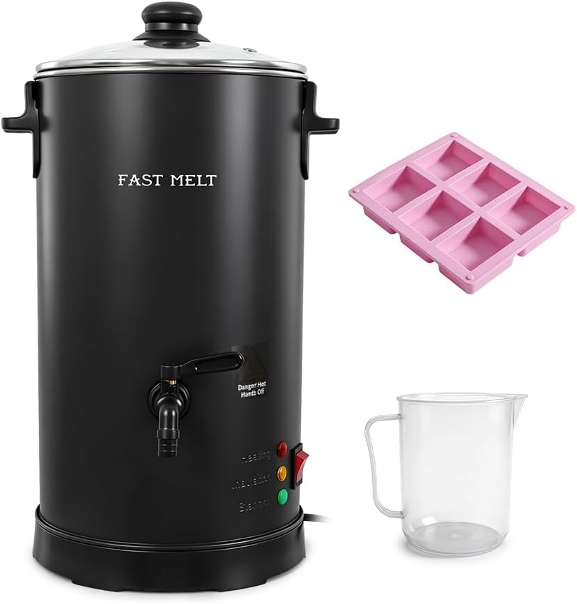 FAST MELT 12Lbs Soap Melter for Soap Making - Electric Soap Base Melting Pot Large Capacity with Quick Pour Spout, Auto Melt & Warm Mode Ideal for Homemade Soap Business Easy Clean