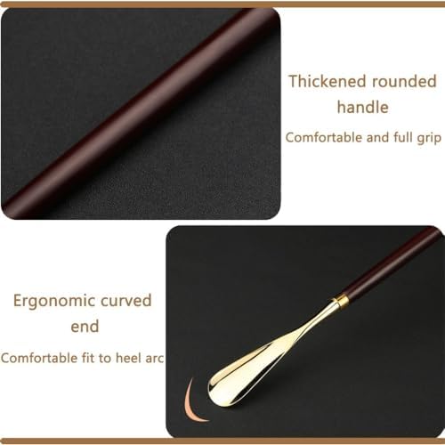 Luxury Lion Head Shoe Horn for Seniors - Long Handle Shoe Lifter with Exquisite Storage Bag, Ideal for Easy Footwear Access - Perfect Household Helper (58x3.5cm)