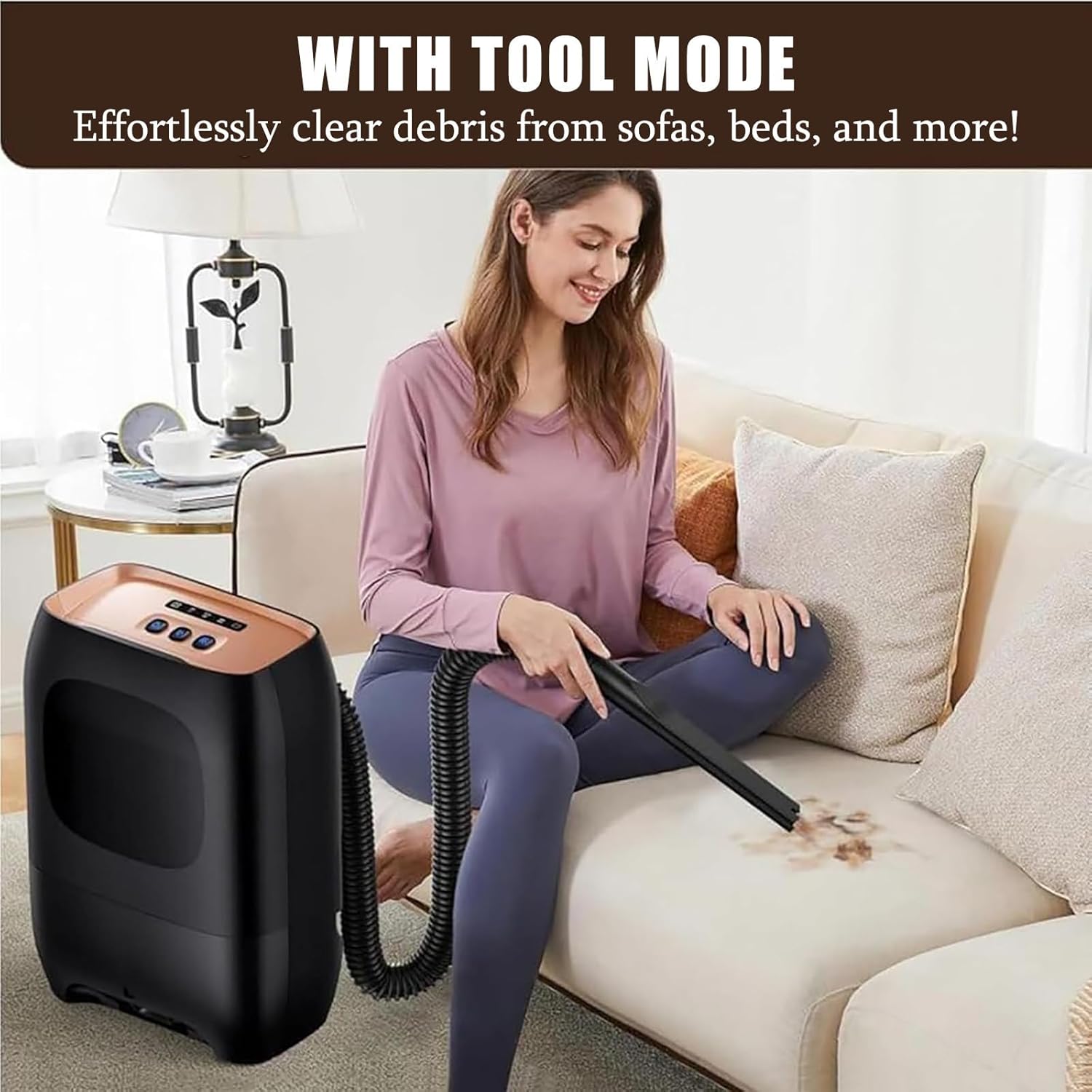 Touchless Vacuum Automatic Dustpan, Hair Cleaning Processor, Electric Vacuum Cleaner with Nozzle, Canister Vacuum Cleaner Trash Can, for Sweeping Salon Pet Hair