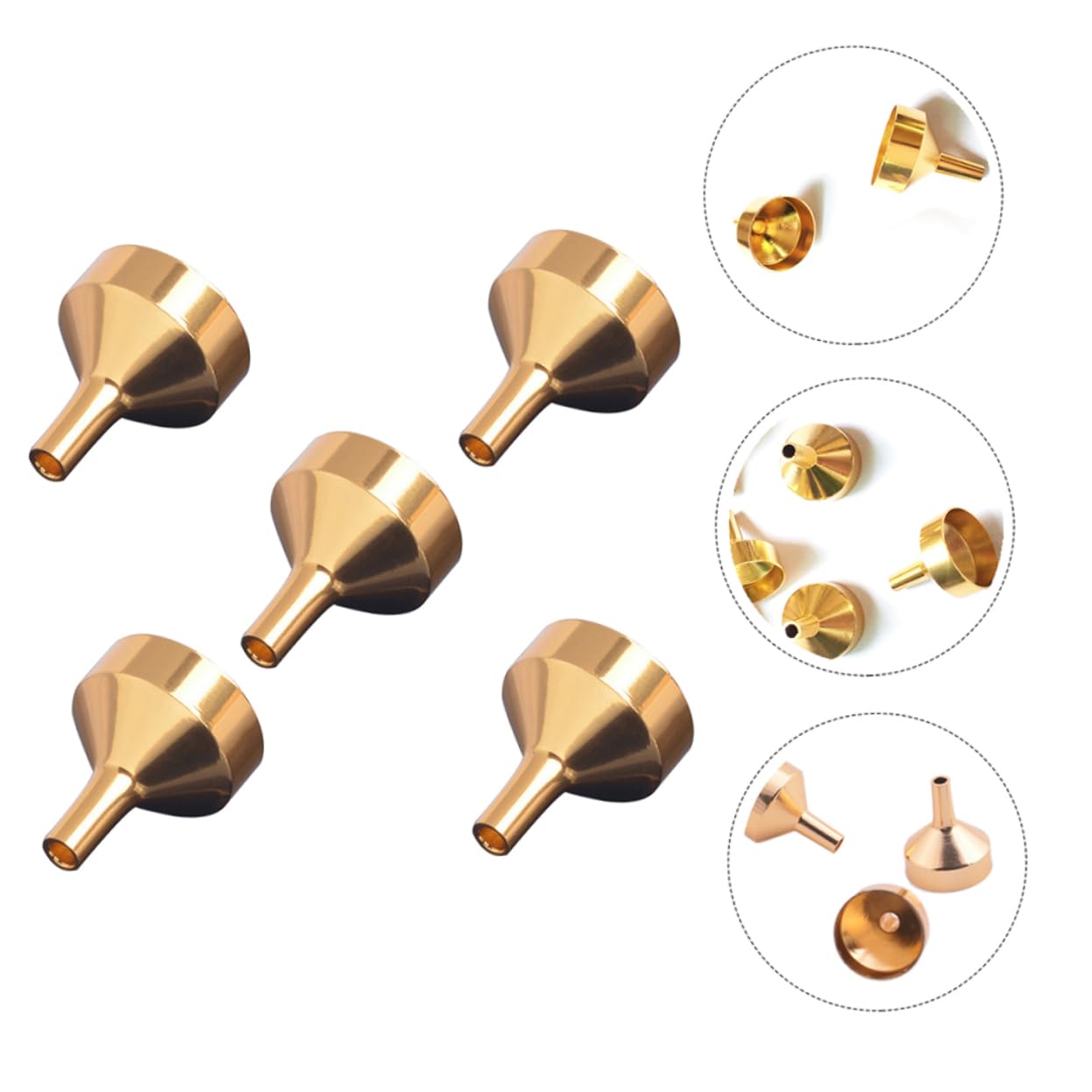 OUNONA 5pcs Mini Metal Funnels for Transferring Essential Oils and Perfumes Pouring Tools for Household and Kitchen Use