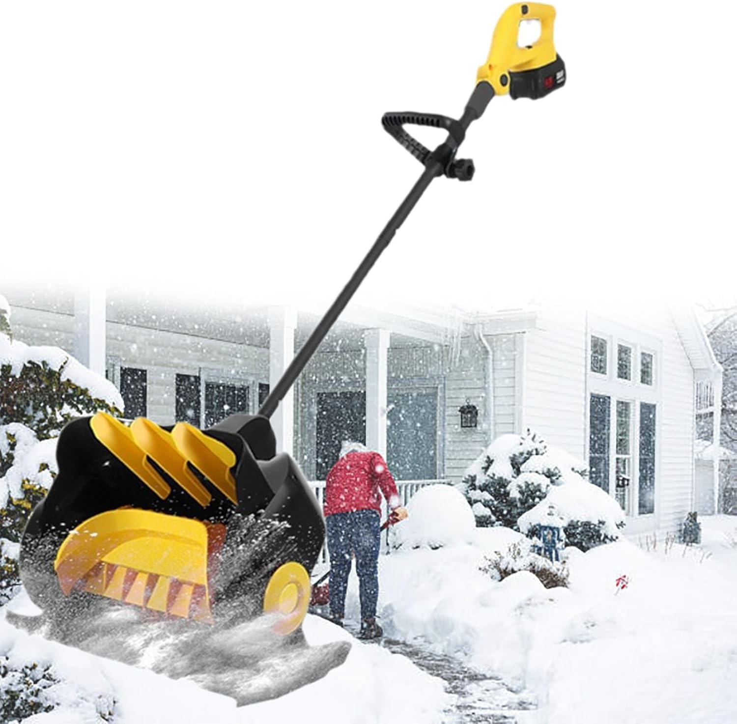 Snow Shovel, Cordless Electric Snow Shovel, with 41cm Width, 15cm Depth, 10m Throw Distance, Snow Blower Shovel, for Patio Deck Driveway(2 Battery)