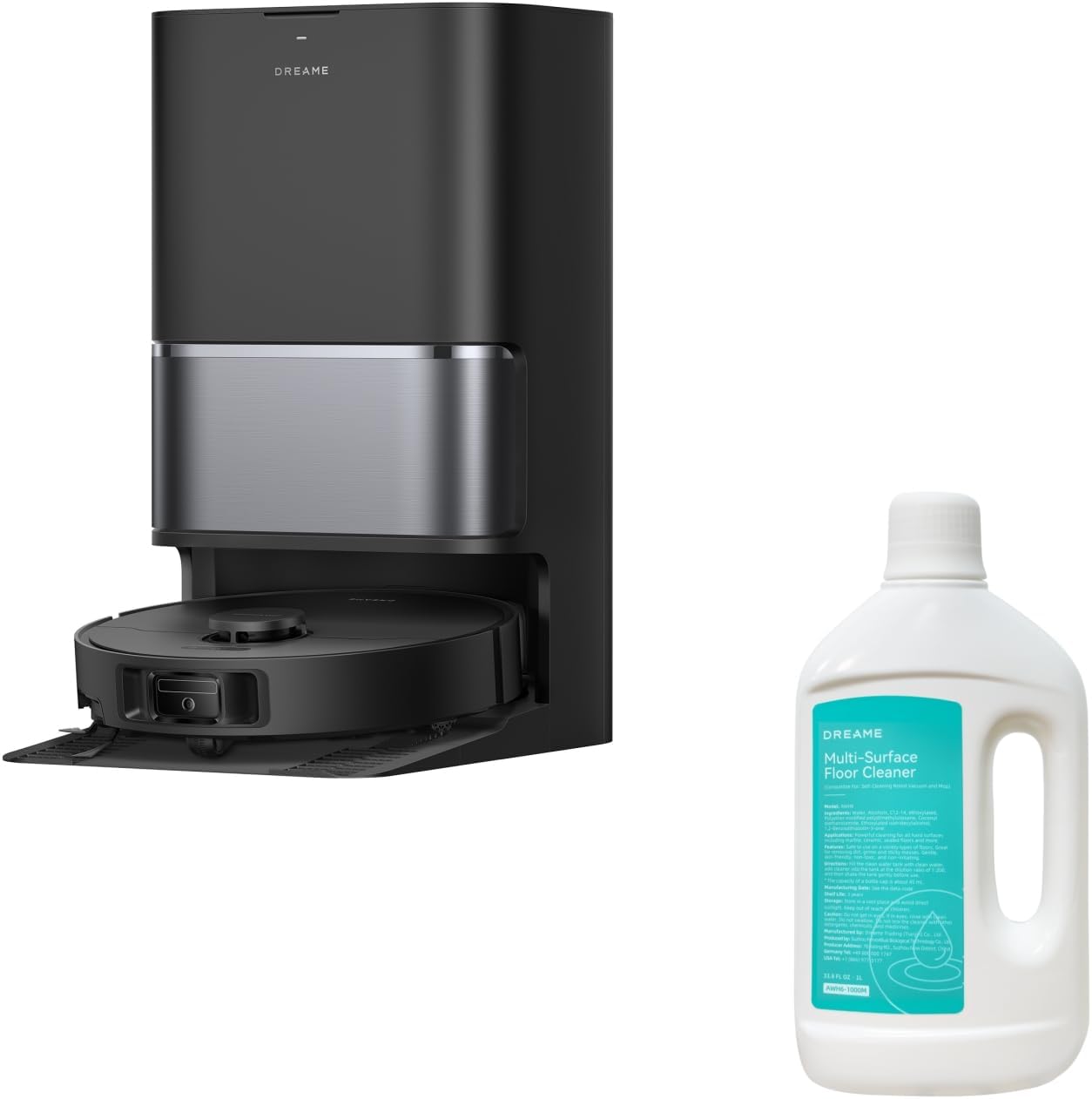 DREAME L40 Ultra Gen 2 Robot Vacuum Cleaner (Black) and Floor Cleaning Solution 1 Bottle of 33.81 fl Oz (1L)