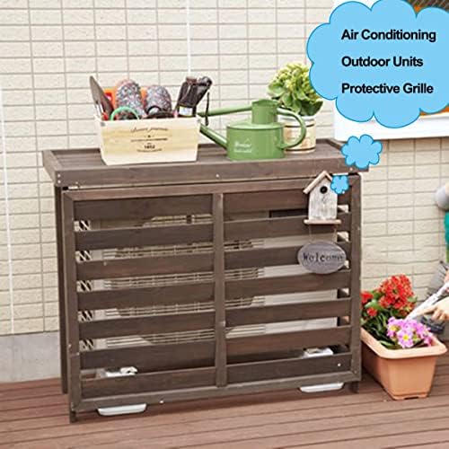 Air Conditioner Covers for Outside Units Wooden Air Conditioner Cover Privacy Fence Screen Condensing Unit Protective Cover Decorative Louvered Frame Weather Resistant (Size : B)