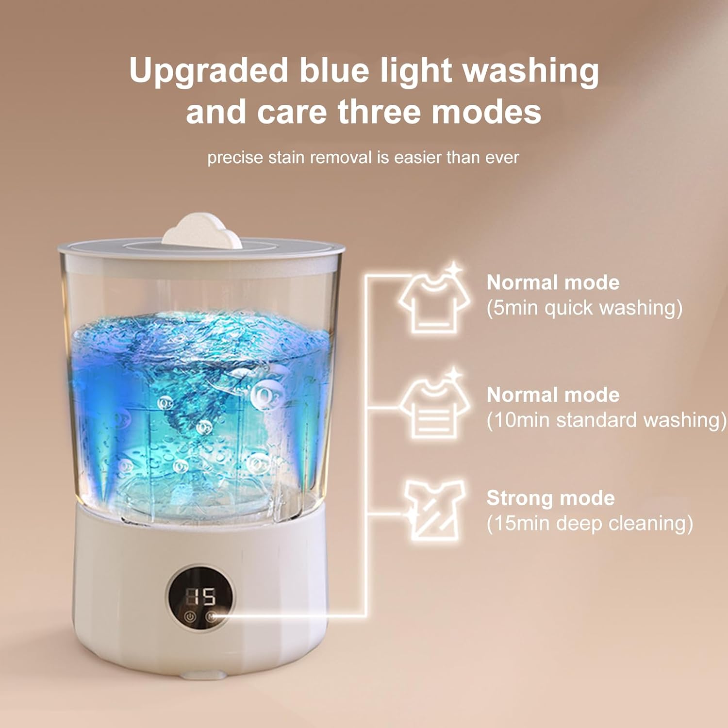 Portable Washing Machine | Rechargeable Portability | 3000mAh | Portable Laundry Machine Travel Underwear Washer | 3 Modes Cleaning Supplies With 2 Buckets | Adaptable Functionality | For Home