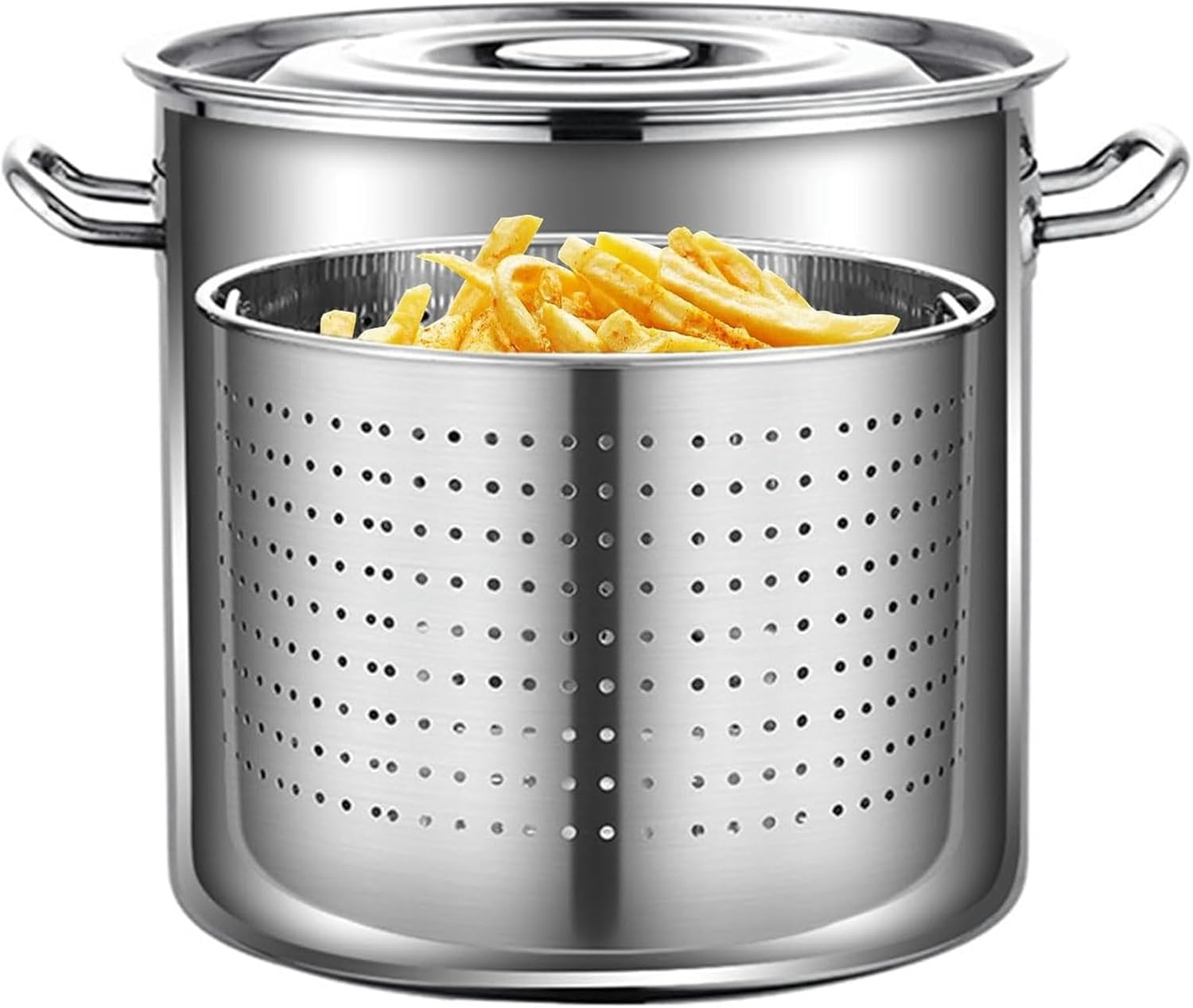 Stainless Steel Stock Pot with Basket Turkey Fryer Pot, Seafood Boil Stock Leaky Bucket for Soups, Boils, Stews,Crawfish, Crab Shrimp,50cmx50cm（50cmx50cm）