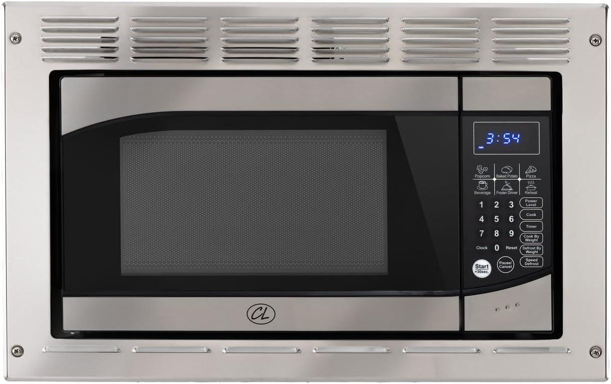 Tough Grade RV Microwave | 0.9 Cu. Ft. Built-In Stainless Steel Microwave | 8 Express Cook Presets, 10 Power Levels, Instant Start | Greystone Replacement | Travel-Safe, 120V RV Installation Only