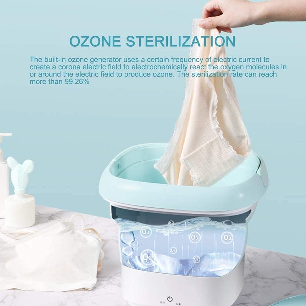 Portable Mini Washing Machine Folding Lightweight Travel Laundry Tub for Camping Dorms Apartments College Trip (Color : Green)