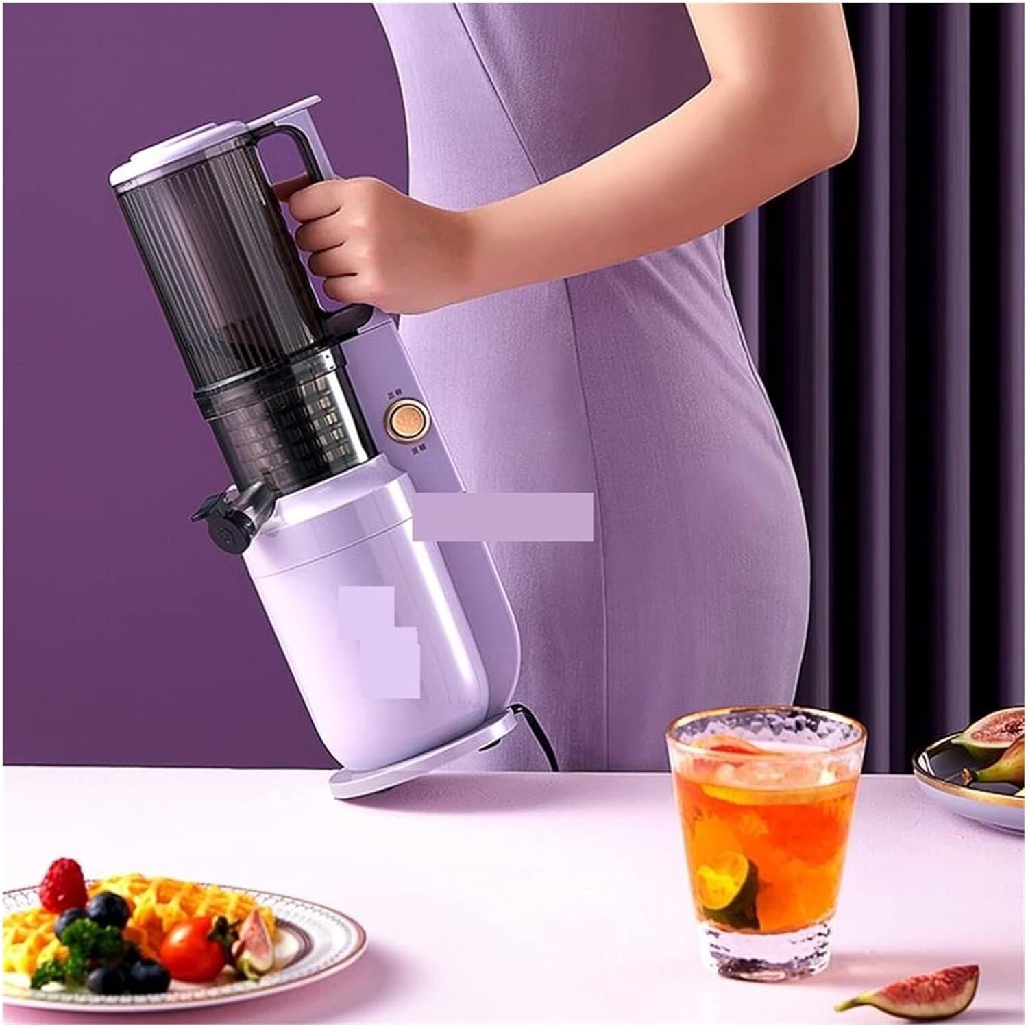 250W Electric Slow Juicer Portable Blender, Cold Press Screw Extractor, Filter-Free Fruit & Vegetable Juicer 220V