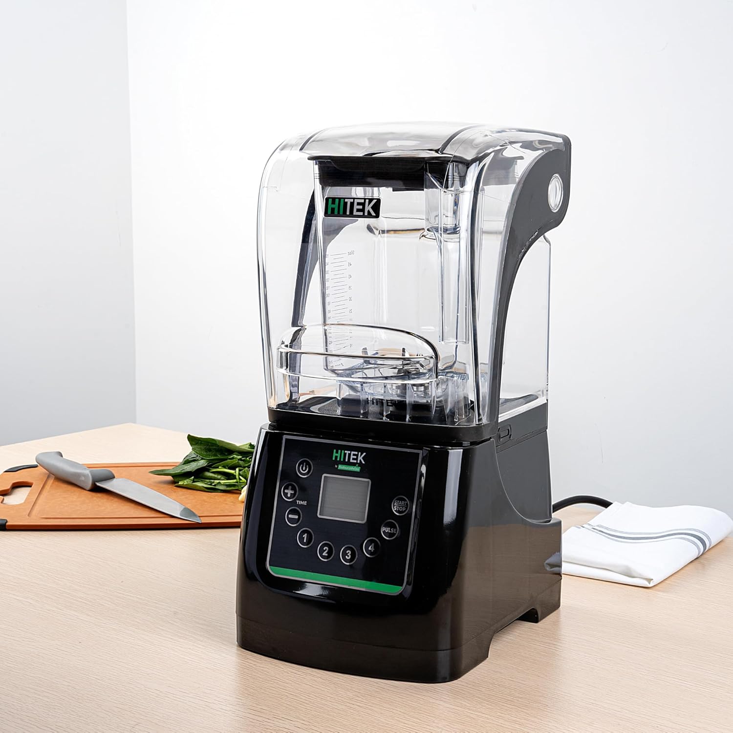 Restaurantware-Hi Tek 3 HP Commercial Blender, 1 Variable Speed Heavy-Duty Blender - 48-Ounce Tritan Jar, Sound Enclosure, White Plastic, Industrial, Programmable Touchpad