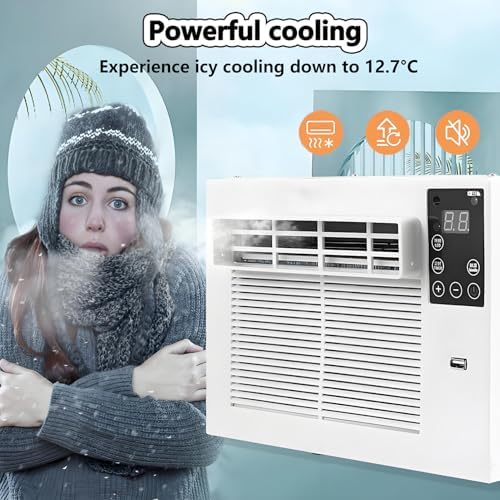 Air Conditioning Unit Portable Quiet Dehumidifier Air Conditioner Small Air Cooler Fan Unit with Remote Control 1-12h timer & LED Light Dormitory Mosquito Net Air Conditi