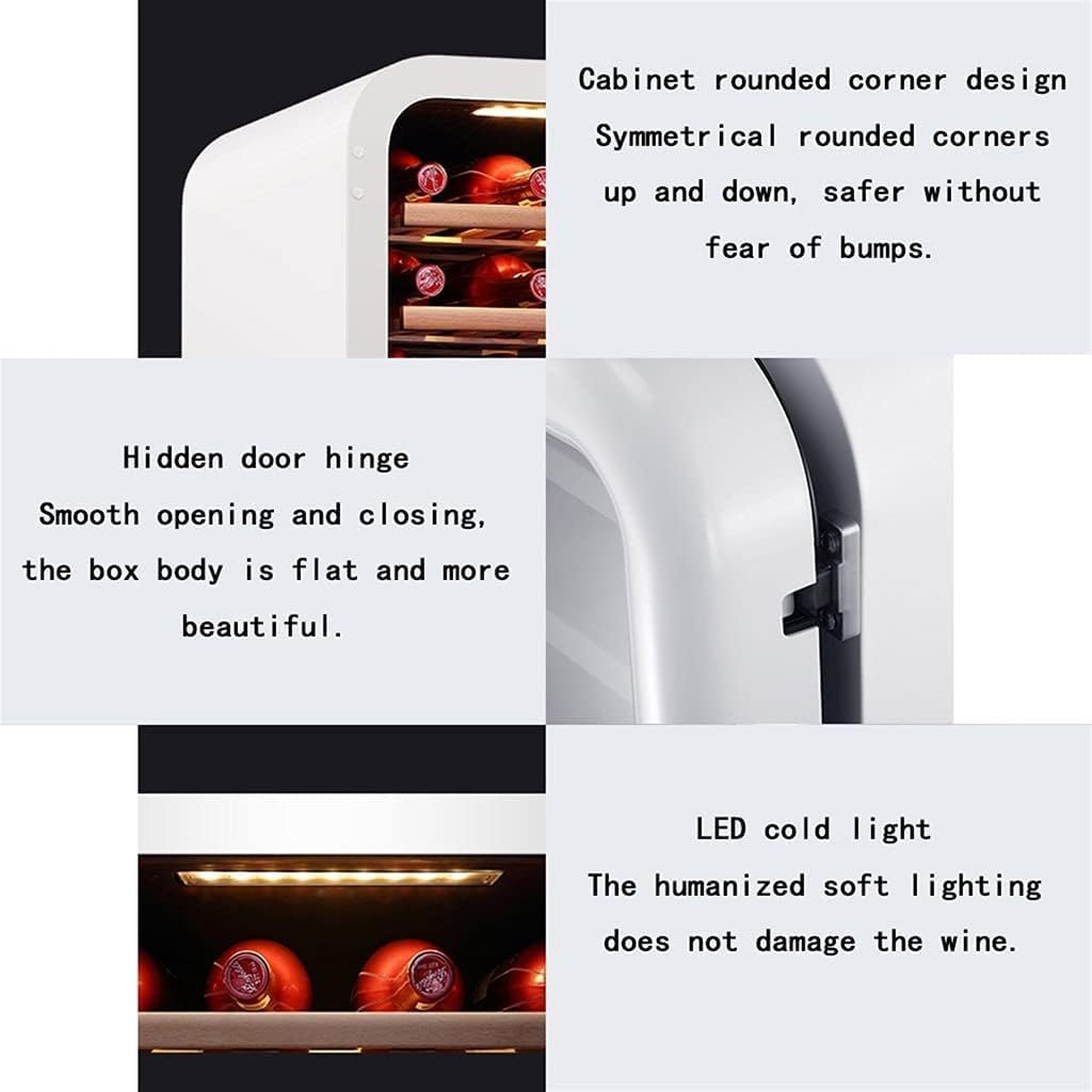 35-Bottle Wine Cooler, Home Independent Wine Cellar, Digital Display Constant Temperature Wine Cooler, Retro Refrigerator, Beverage Ice Bar, 48.5*64*82.7cm, White