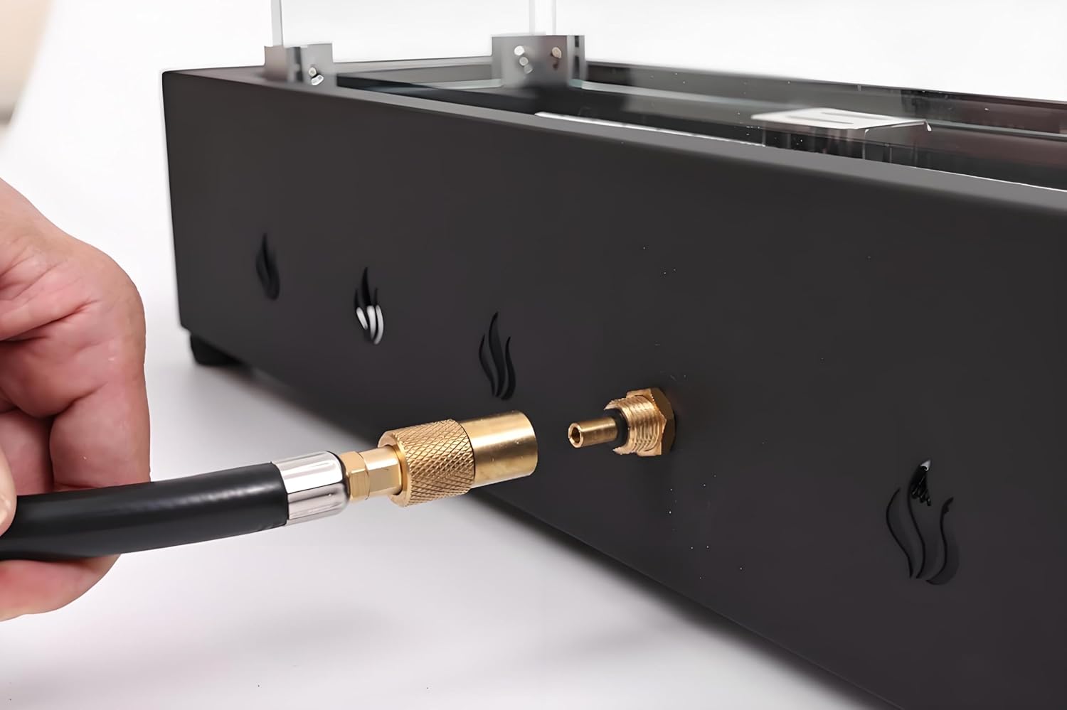 28-Inch Rectangle Fire Pit, 40000BTU Outdoor Propane Fire Pit, Wind-Resistant Firepits, Durable Steel Stylish Glass Beads Design