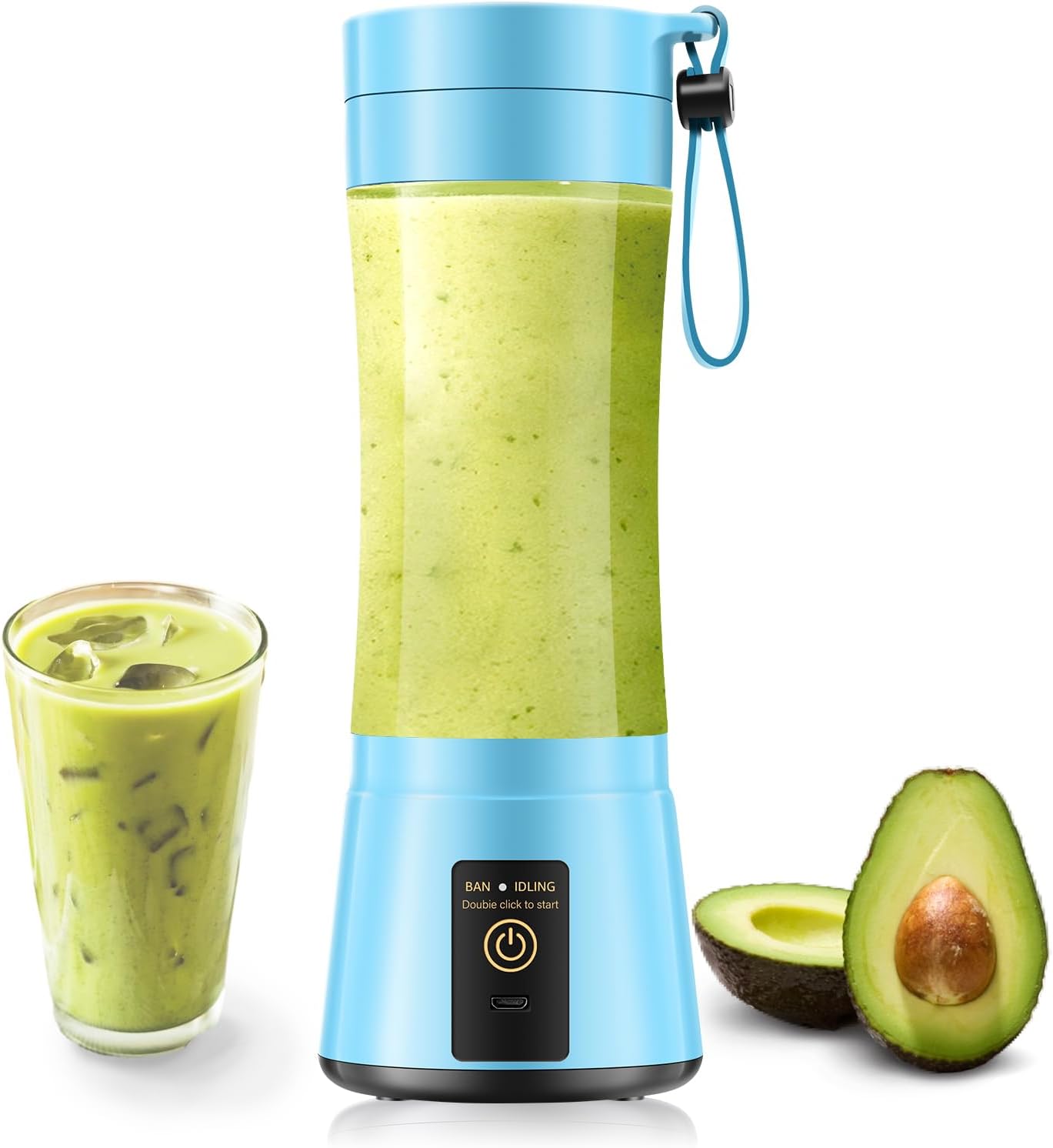 Cordless Portable Personal Size Blender - 12 Oz Mini Blender Make Smoothies and Shakes, Cordless Lightweight Rechargeable, Freshly Squeezed in Picnic/Sports/Office
